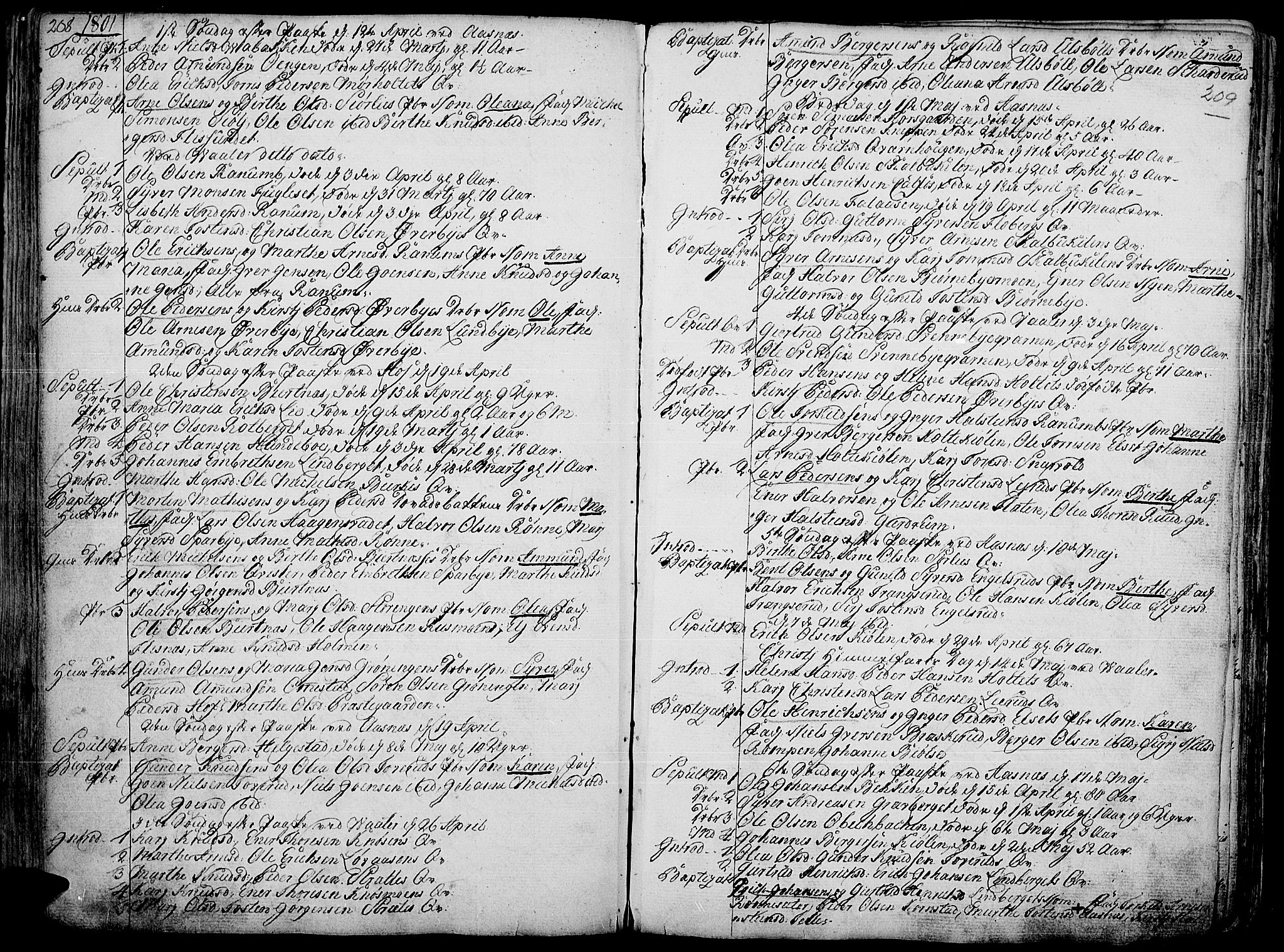 Hof prestekontor, AV/SAH-PREST-038/H/Ha/Haa/L0004: Parish register (official) no. 4, 1790-1815, p. 208-209
