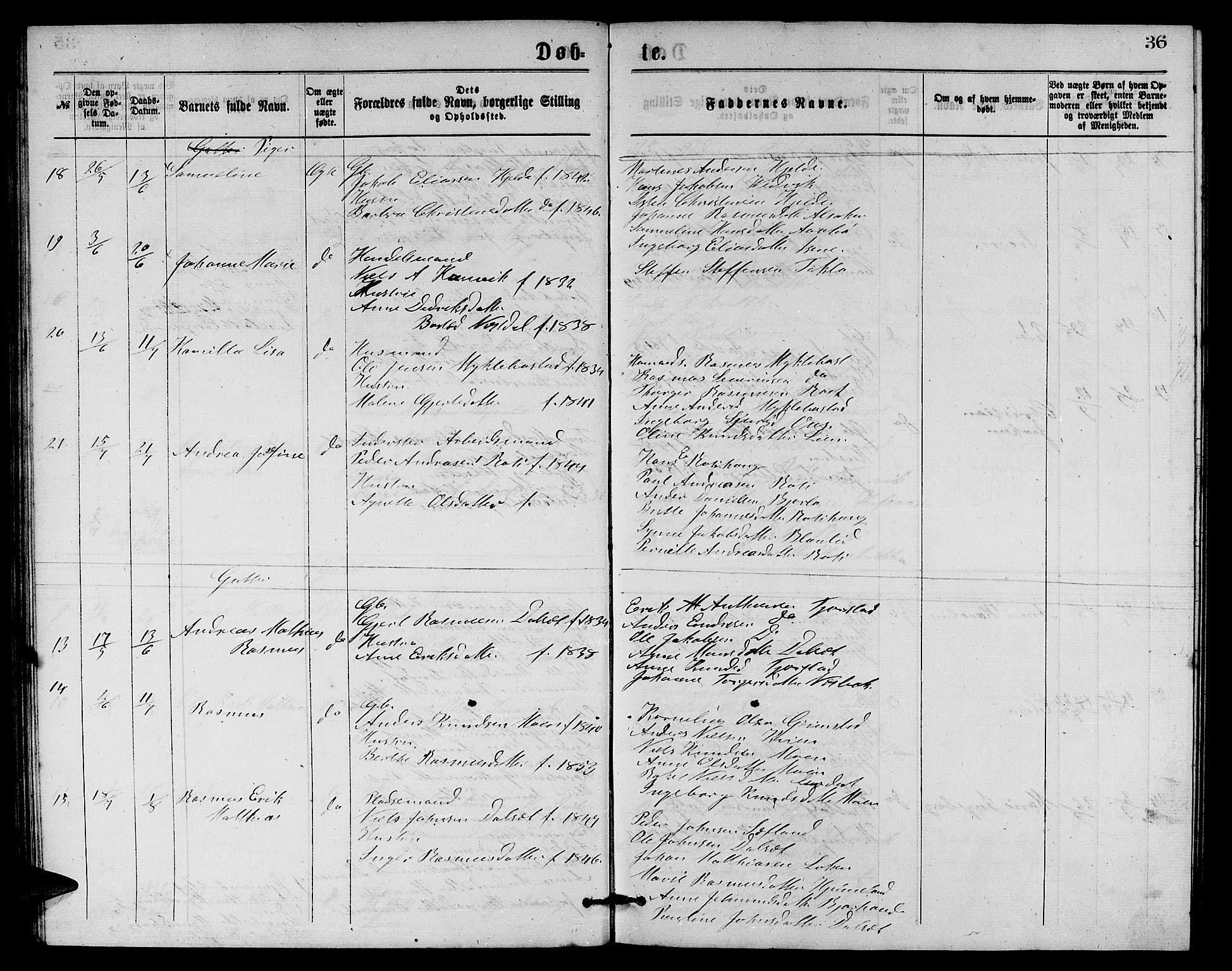 Eid sokneprestembete, AV/SAB-A-82301/H/Hab/Habb/L0001: Parish register (copy) no. B 1, 1877-1882, p. 36