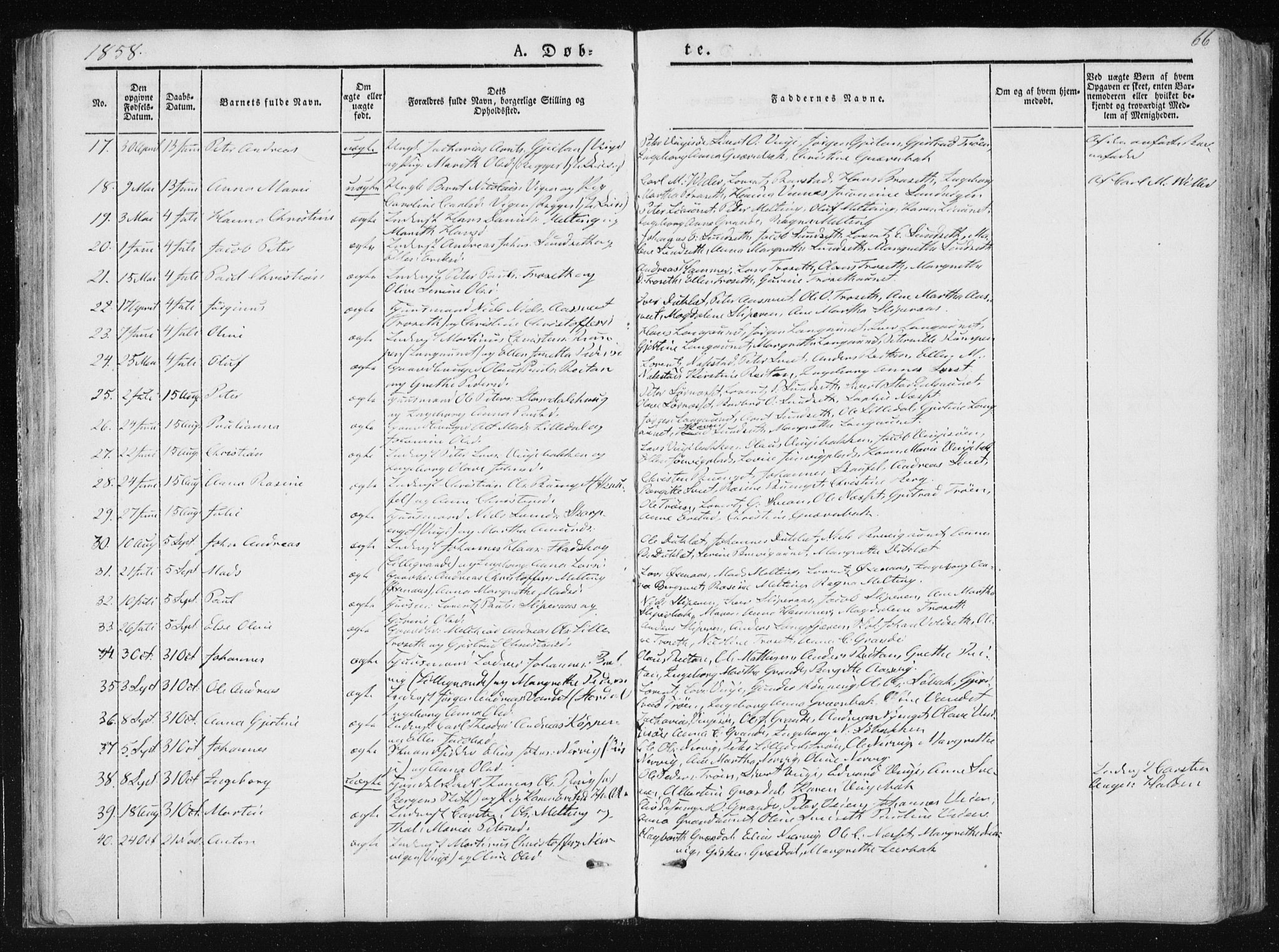 Ministerialprotokoller, klokkerbøker og fødselsregistre - Nord-Trøndelag, SAT/A-1458/733/L0323: Parish register (official) no. 733A02, 1843-1870, p. 66
