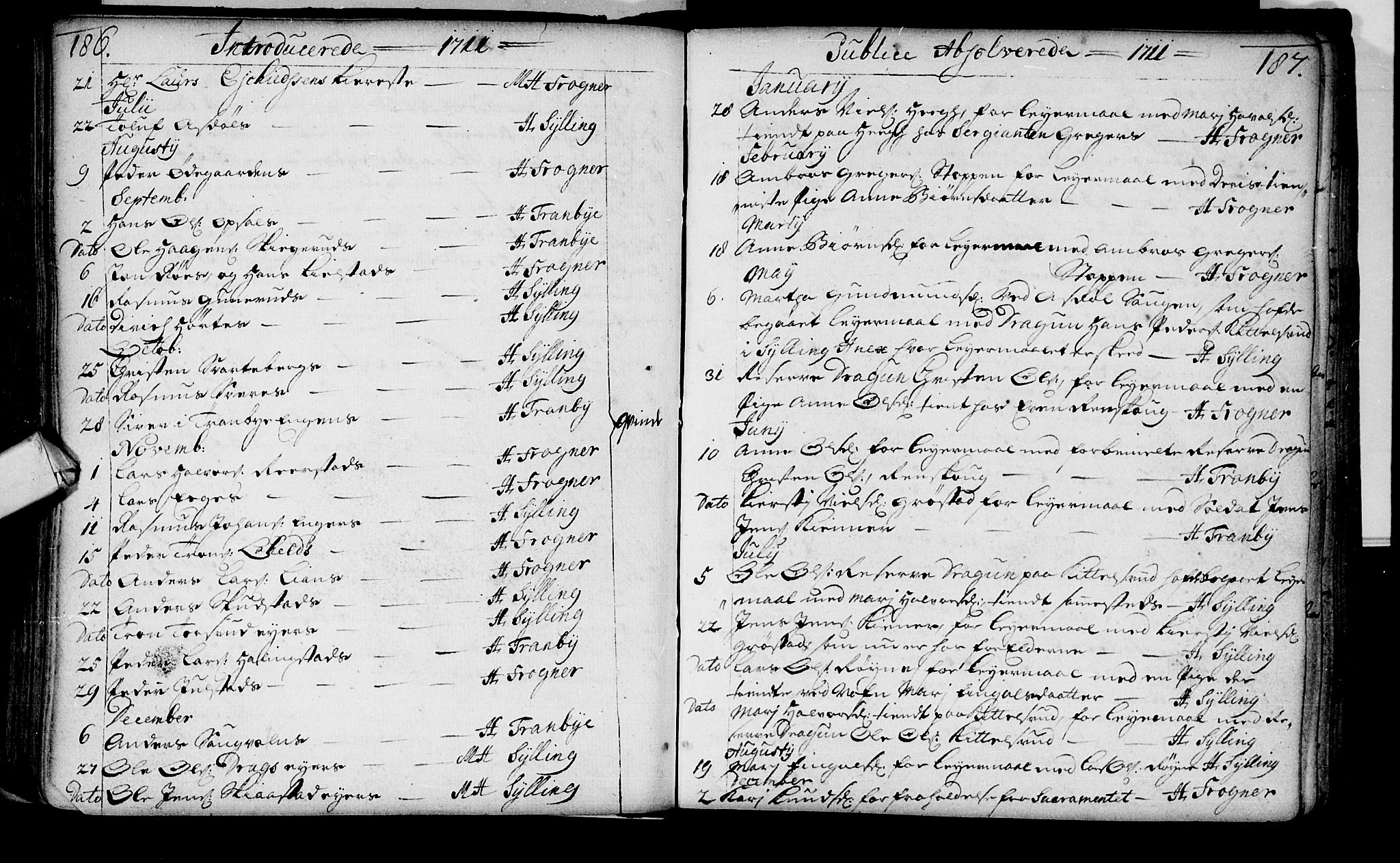 Lier kirkebøker, SAKO/A-230/F/Fa/L0002: Parish register (official) no. I 2, 1701-1726, p. 186-187