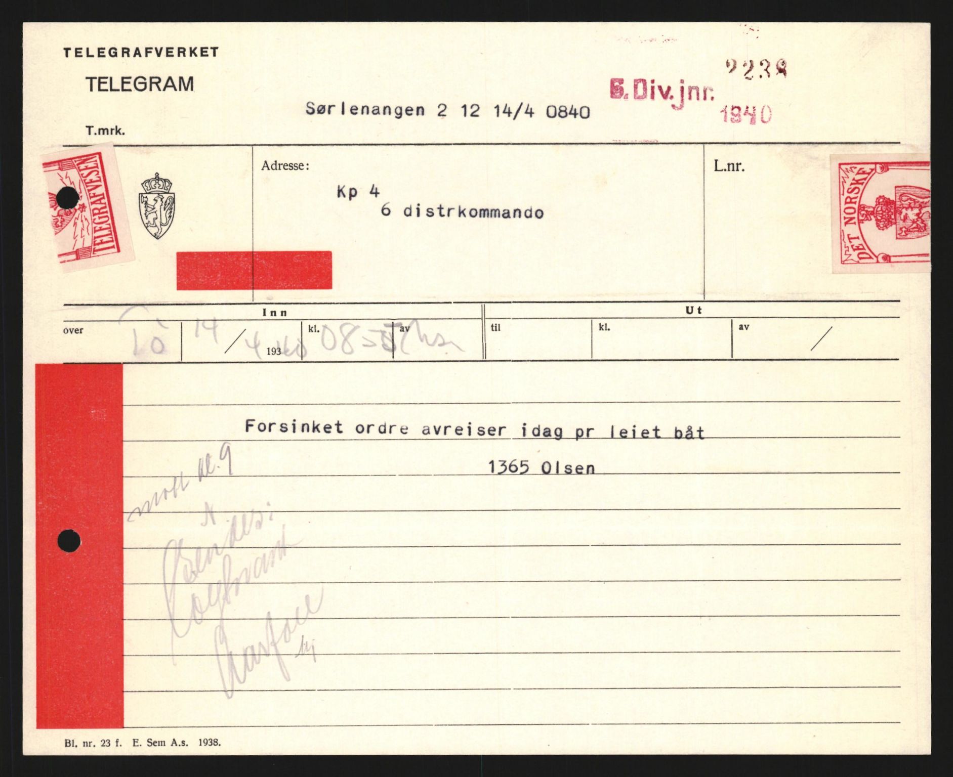 Forsvaret, Forsvarets krigshistoriske avdeling, AV/RA-RAFA-2017/Y/Yb/L0123: II-C-11-600  -  6. Divisjon med avdelinger, 1940, p. 237