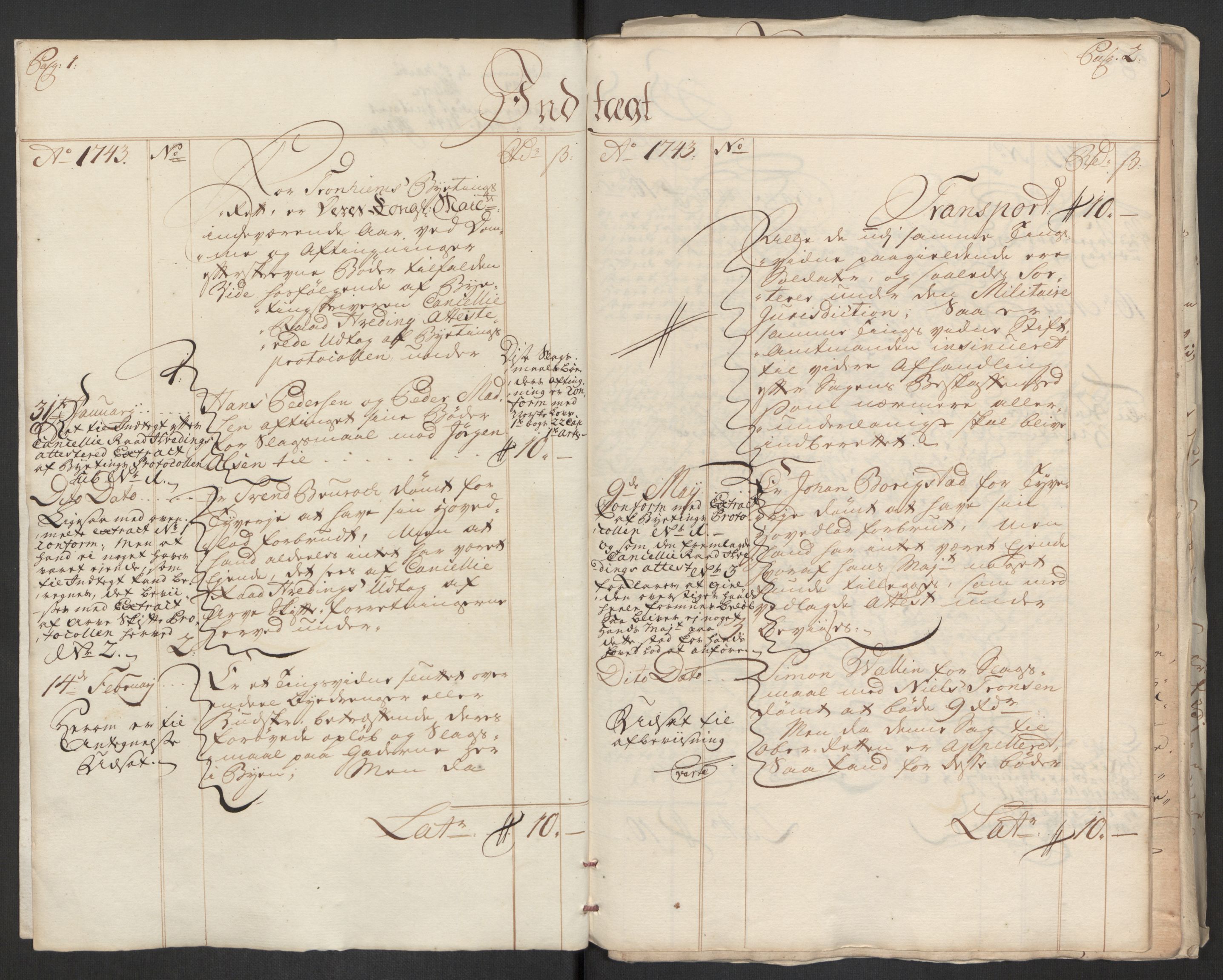 Rentekammeret inntil 1814, Reviderte regnskaper, Byregnskaper, AV/RA-EA-4066/R/Rs/L0541: [S22] Sikt og sakefall, 1743-1746, p. 4