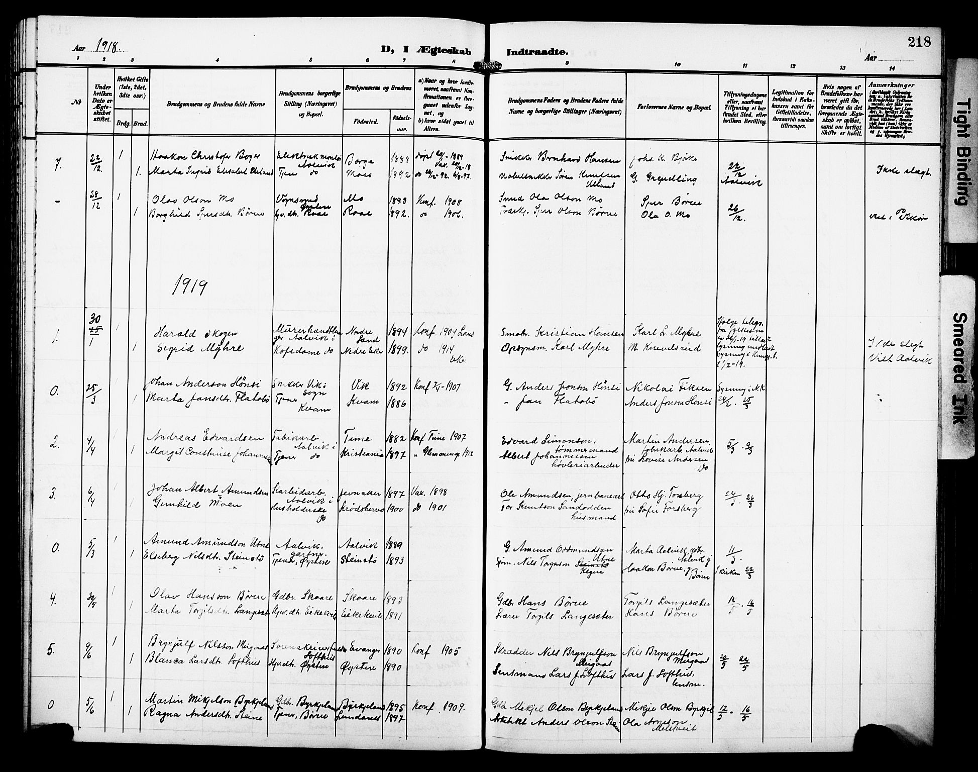 Kvam sokneprestembete, SAB/A-76201/H/Hab: Parish register (copy) no. C 4, 1906-1931, p. 218