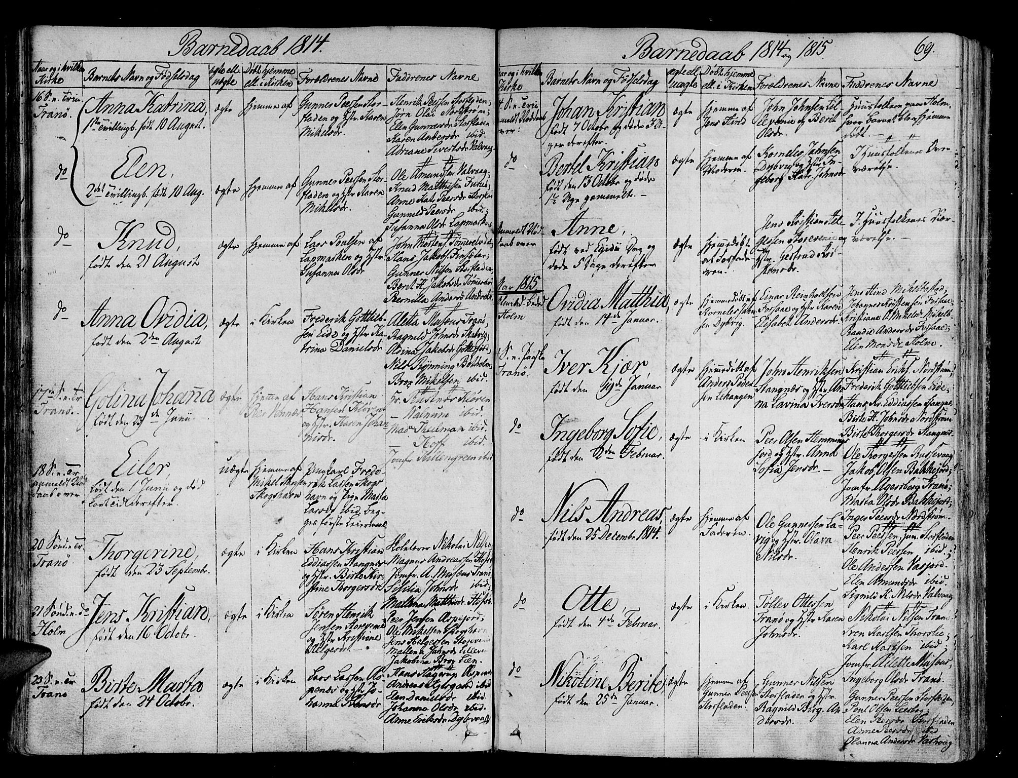Tranøy sokneprestkontor, SATØ/S-1313/I/Ia/Iaa/L0003kirke: Parish register (official) no. 3, 1807-1820, p. 69