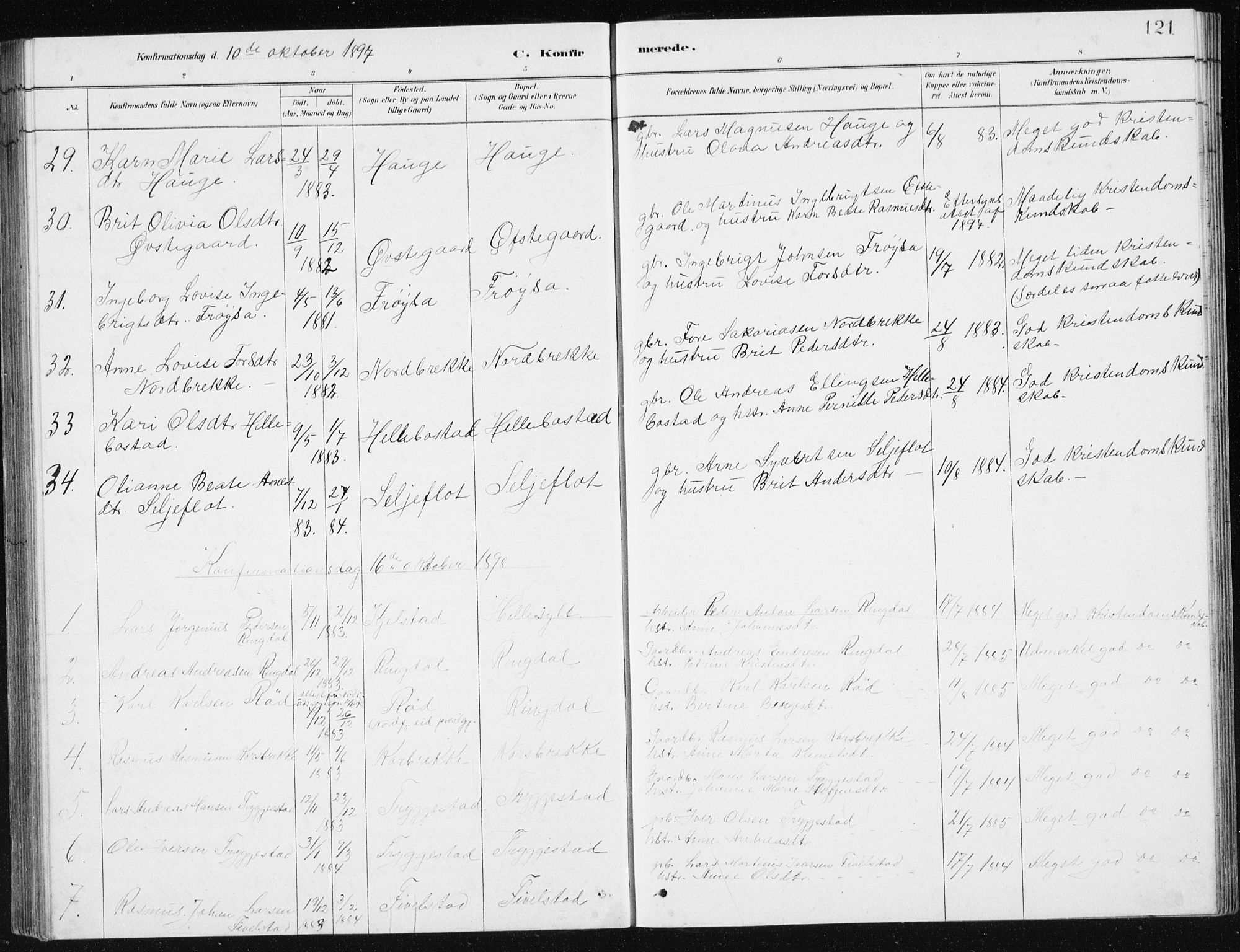 Ministerialprotokoller, klokkerbøker og fødselsregistre - Møre og Romsdal, SAT/A-1454/517/L0230: Parish register (copy) no. 517C03, 1879-1912, p. 121