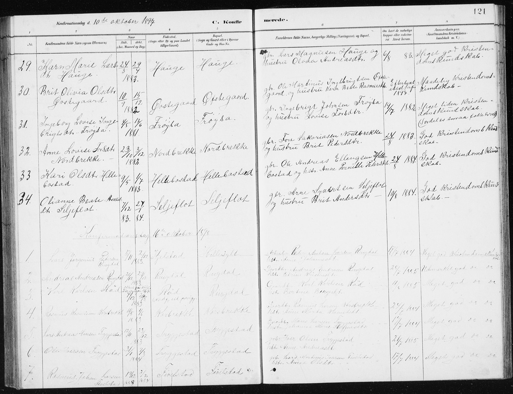 Ministerialprotokoller, klokkerbøker og fødselsregistre - Møre og Romsdal, AV/SAT-A-1454/517/L0230: Parish register (copy) no. 517C03, 1879-1912, p. 121