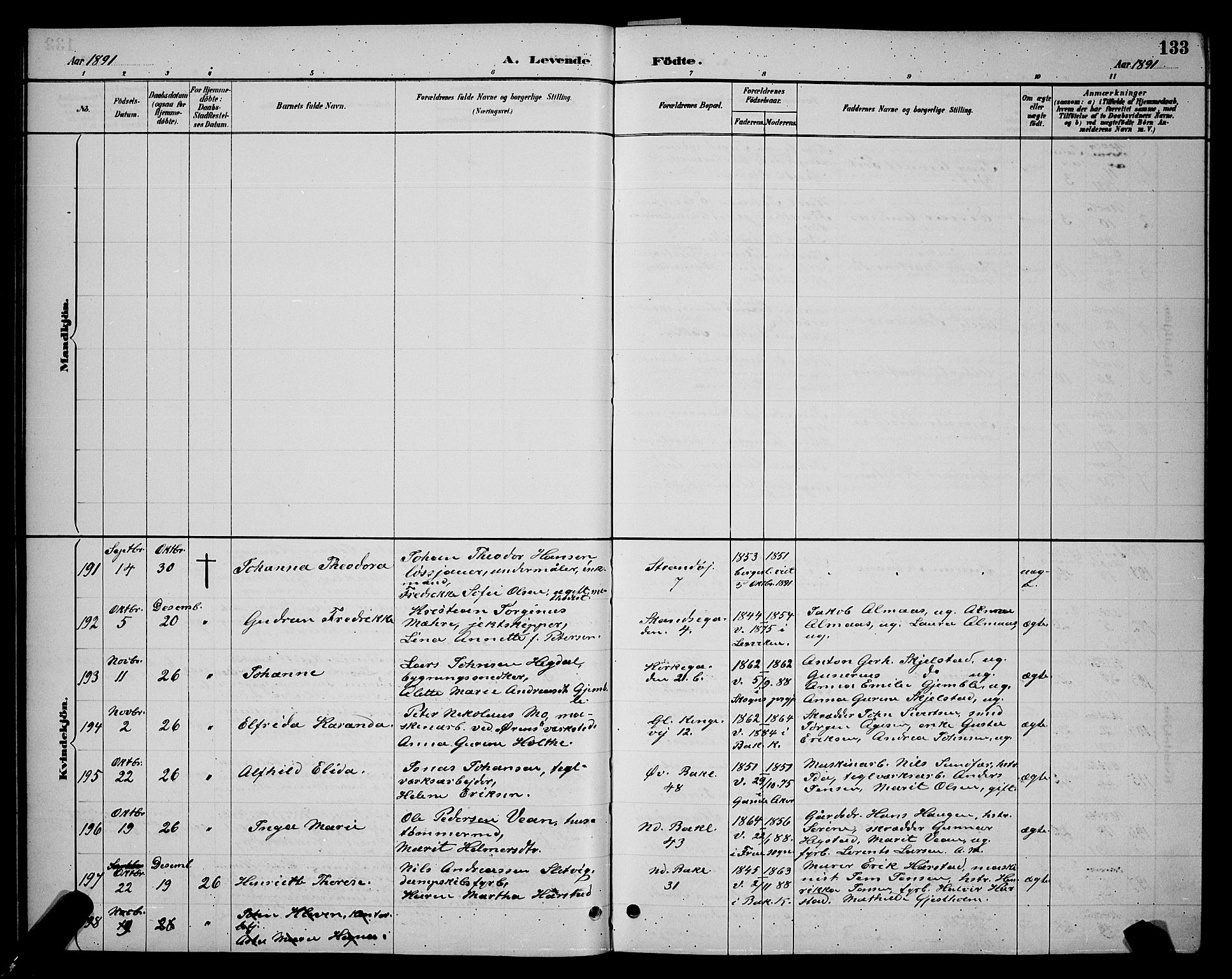 Ministerialprotokoller, klokkerbøker og fødselsregistre - Sør-Trøndelag, SAT/A-1456/604/L0222: Parish register (copy) no. 604C05, 1886-1895, p. 133