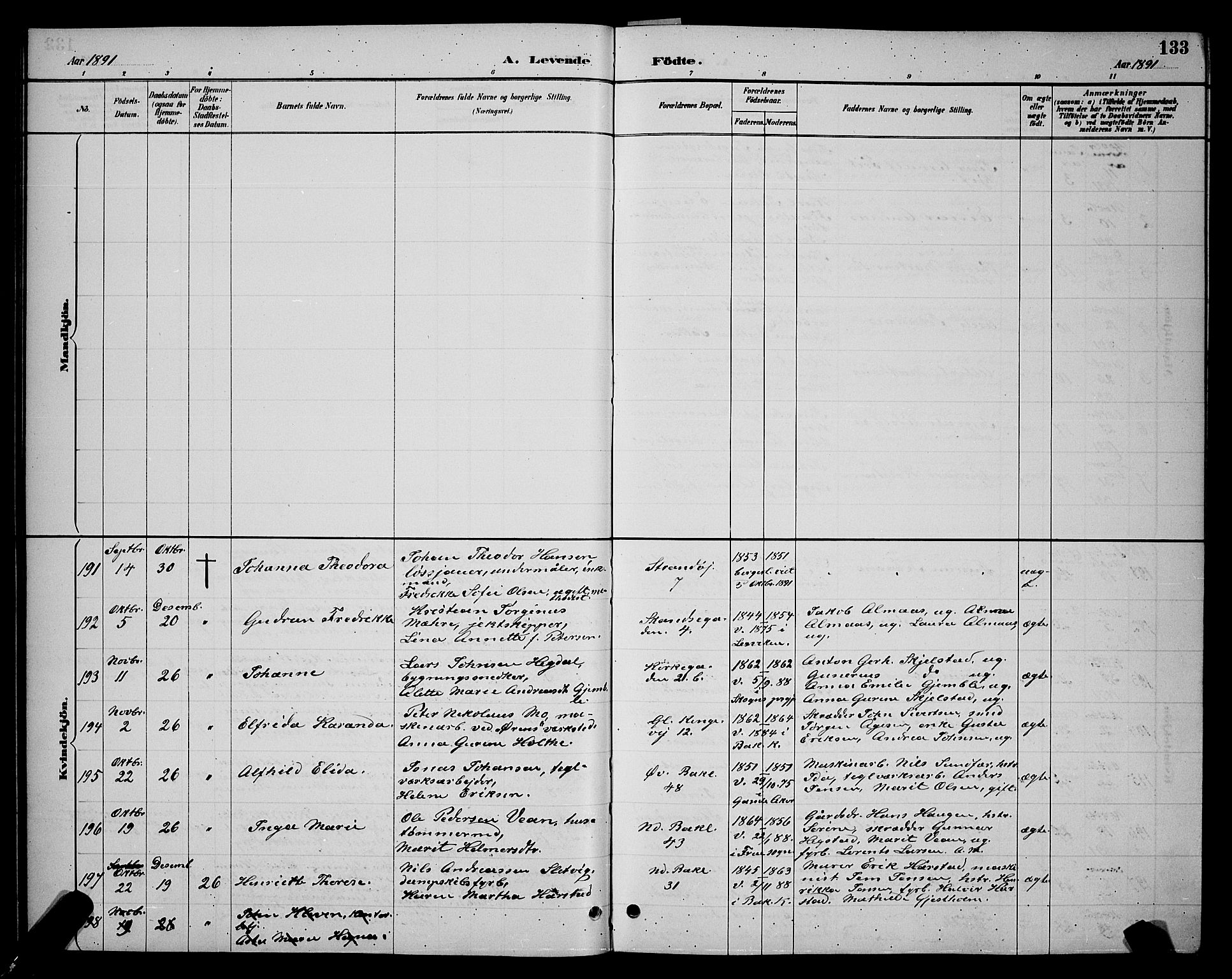 Ministerialprotokoller, klokkerbøker og fødselsregistre - Sør-Trøndelag, AV/SAT-A-1456/604/L0222: Parish register (copy) no. 604C05, 1886-1895, p. 133