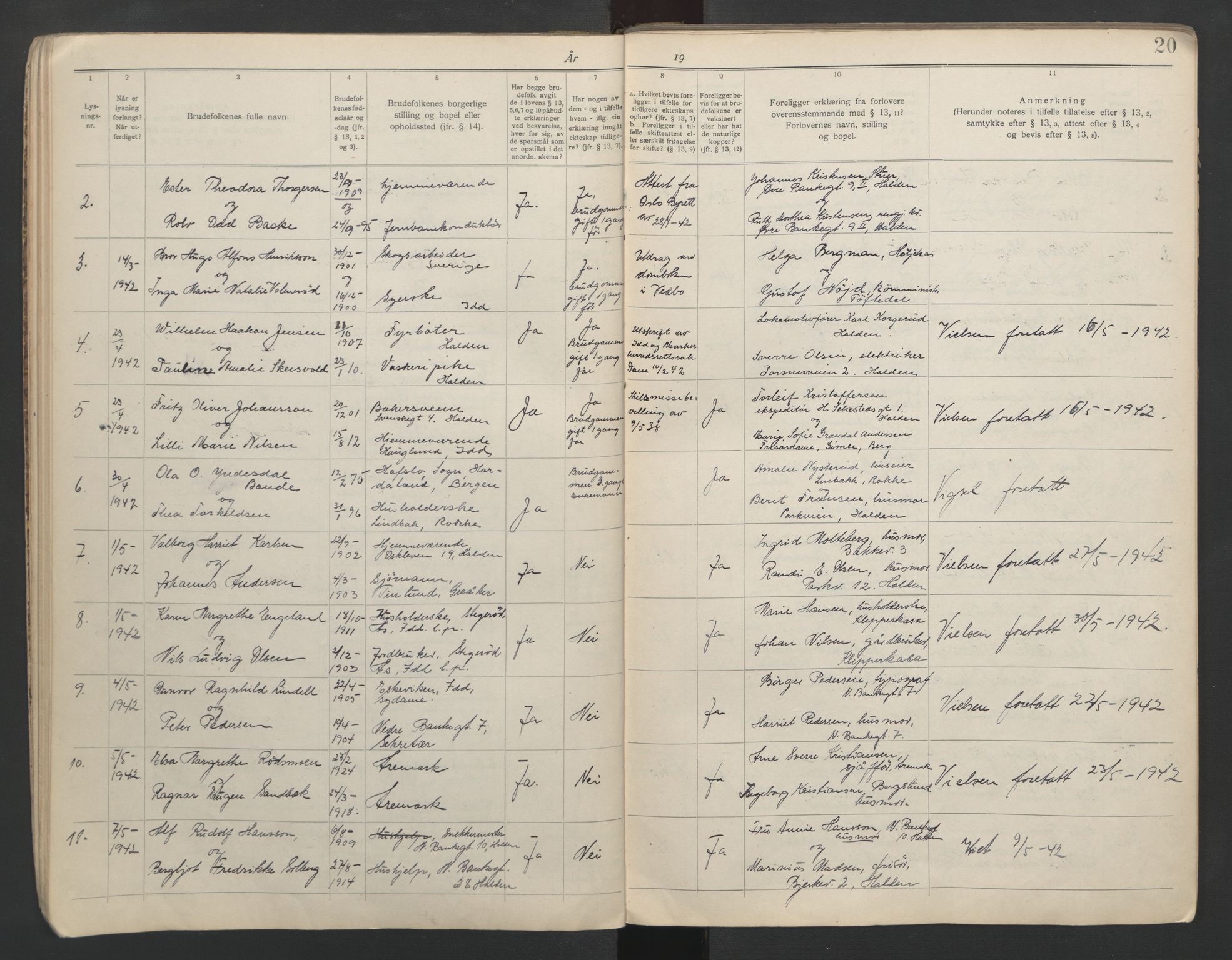 Idd og Marker sorenskriveri, AV/SAO-A-10283/L/Lb/L0001/0001: Lysningsbøker / Lysingsbok, 1919-1950, p. 20