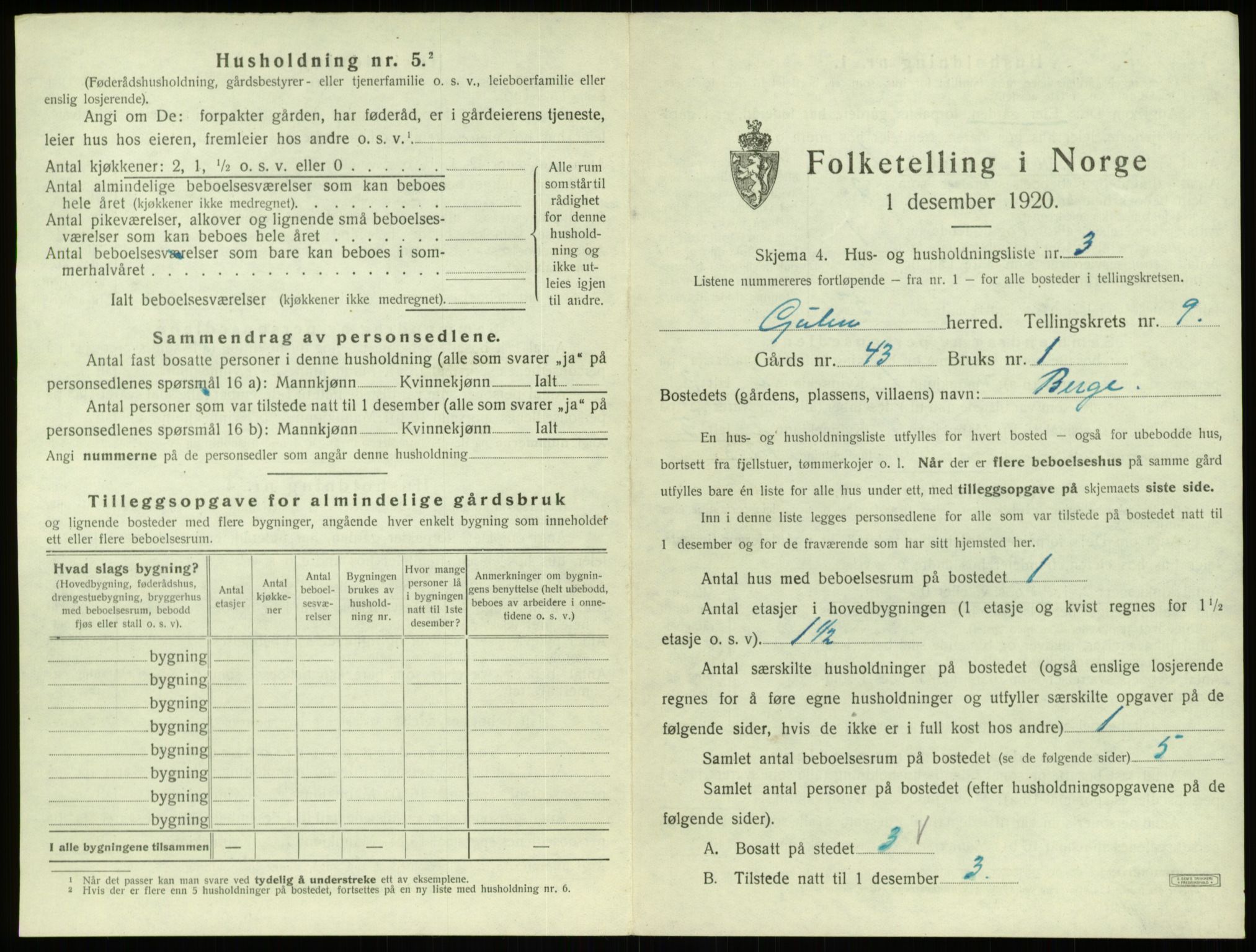 SAB, 1920 census for Gulen, 1920, p. 530