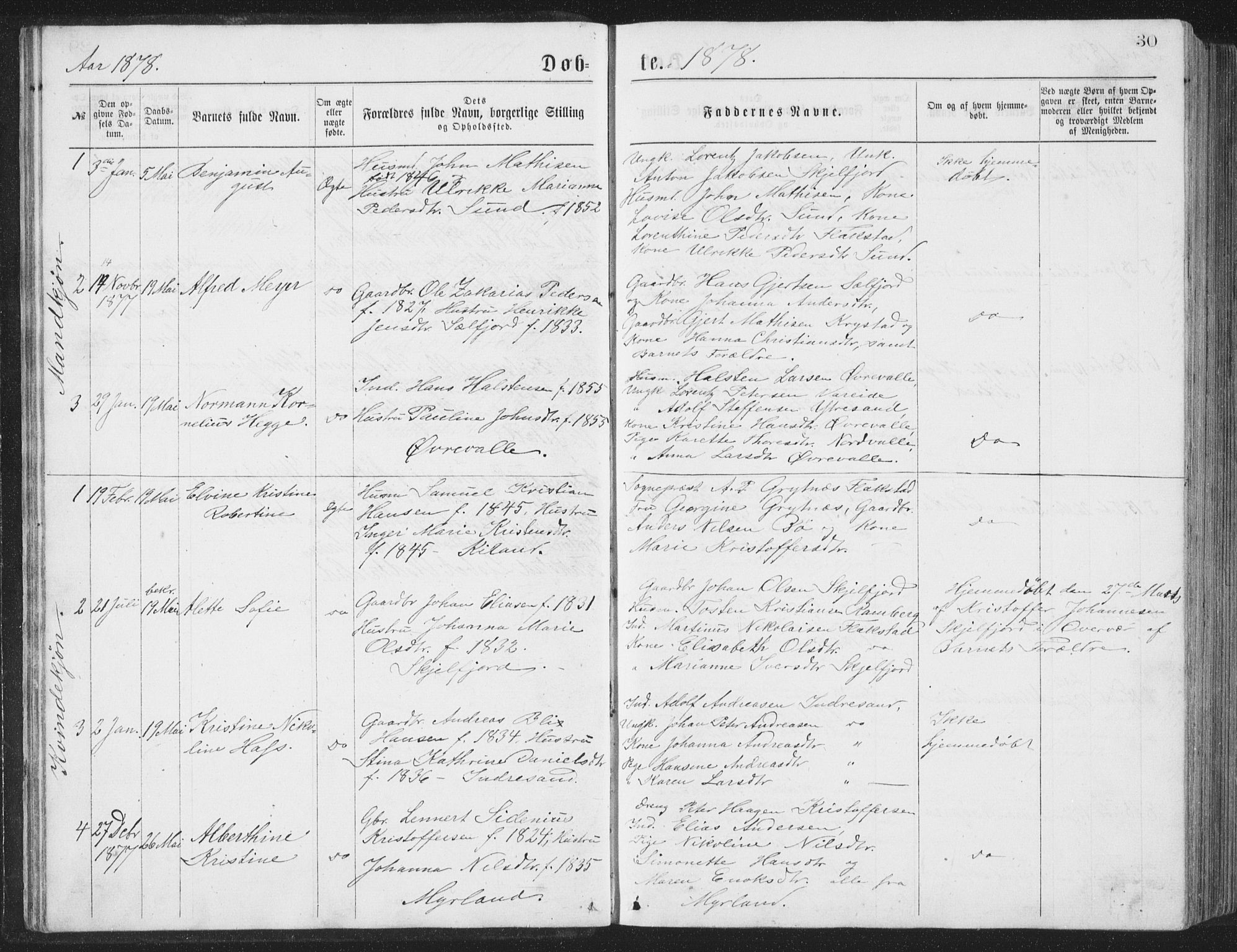 Ministerialprotokoller, klokkerbøker og fødselsregistre - Nordland, SAT/A-1459/885/L1213: Parish register (copy) no. 885C02, 1874-1892, p. 30