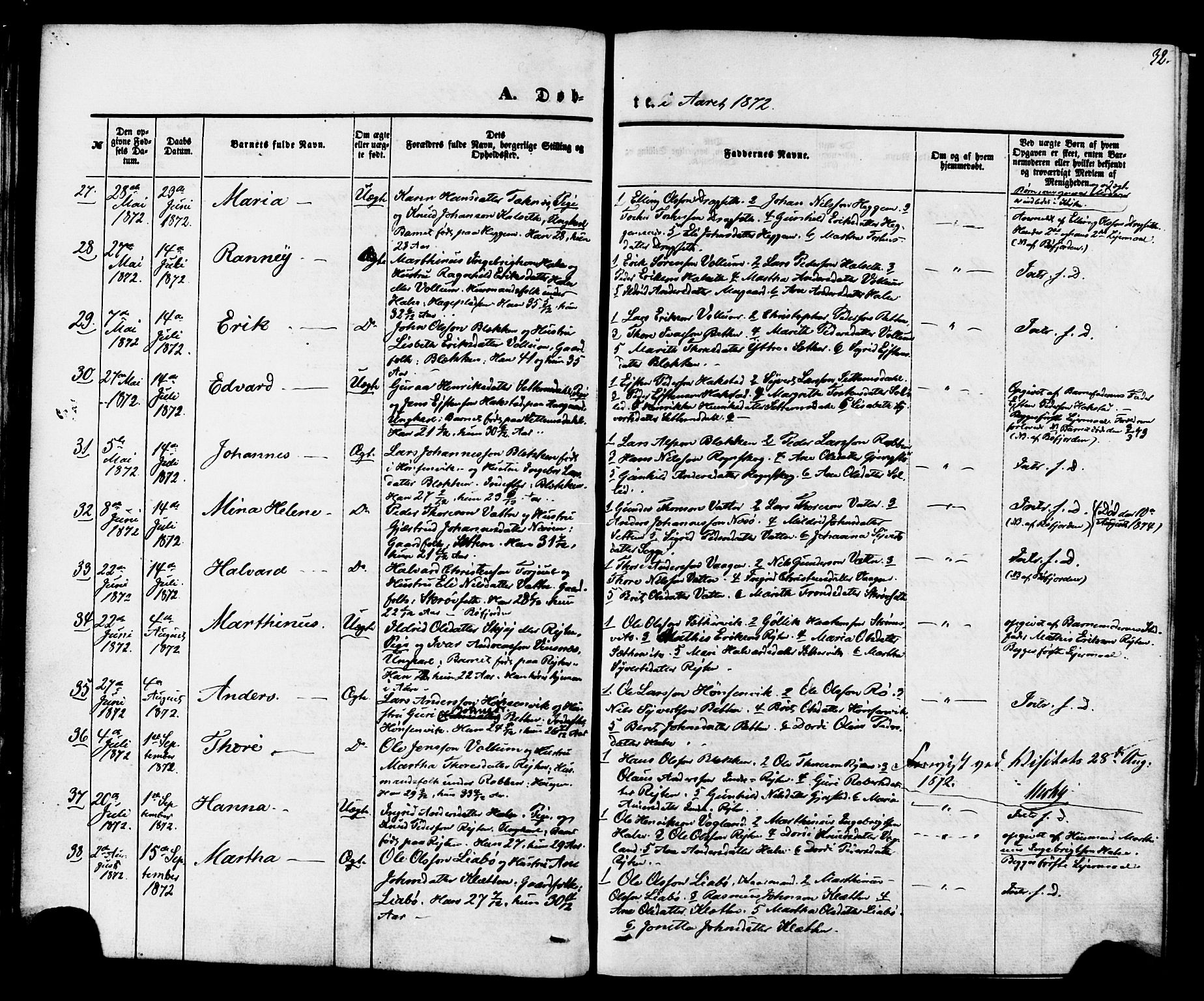 Ministerialprotokoller, klokkerbøker og fødselsregistre - Møre og Romsdal, AV/SAT-A-1454/576/L0884: Parish register (official) no. 576A02, 1865-1879, p. 32