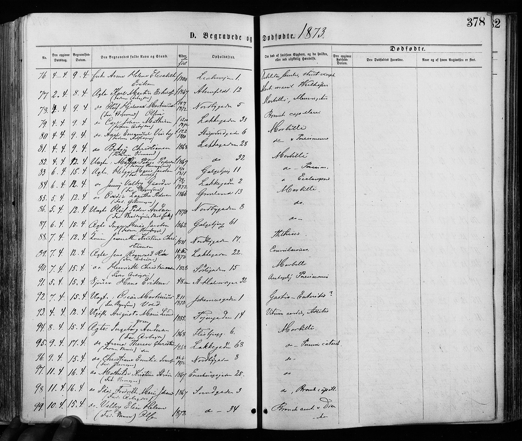 Grønland prestekontor Kirkebøker, SAO/A-10848/F/Fa/L0005: Parish register (official) no. 5, 1869-1880, p. 378