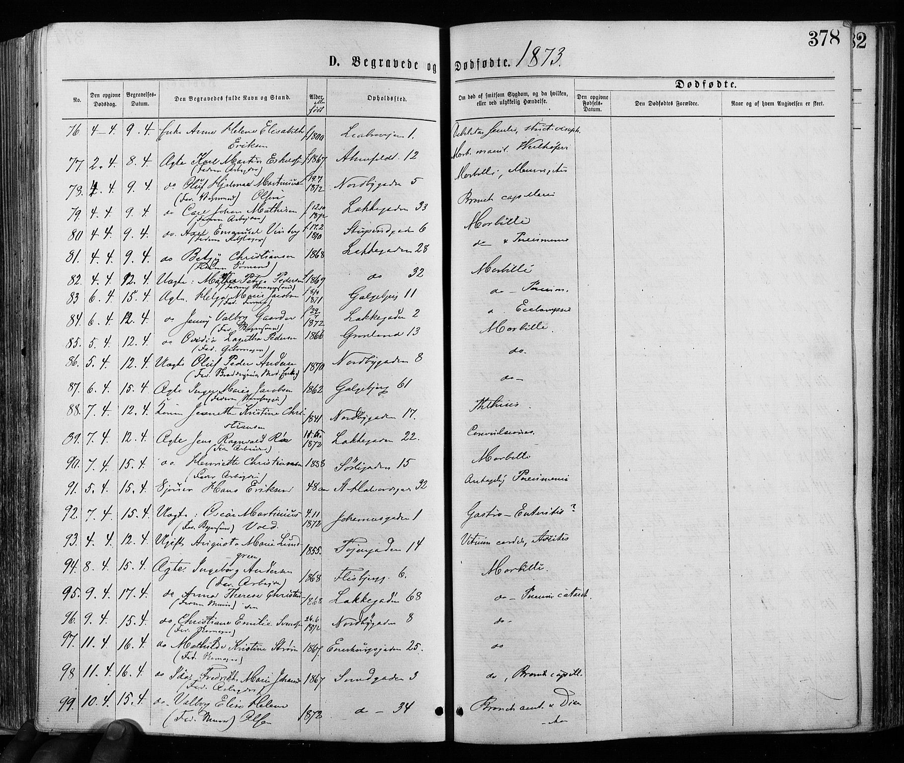 Grønland prestekontor Kirkebøker, AV/SAO-A-10848/F/Fa/L0005: Parish register (official) no. 5, 1869-1880, p. 378