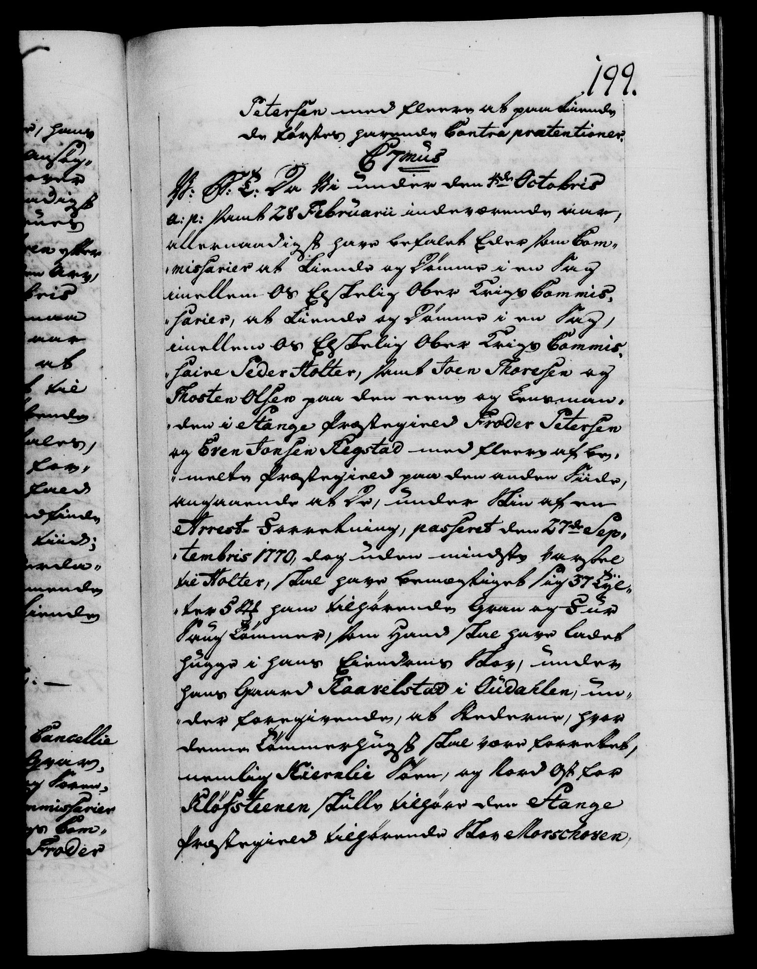 Danske Kanselli 1572-1799, AV/RA-EA-3023/F/Fc/Fca/Fcab/L0040: Norske tegnelser "Norske eller 3. depts. missiver", 1771-1773, p. 199a