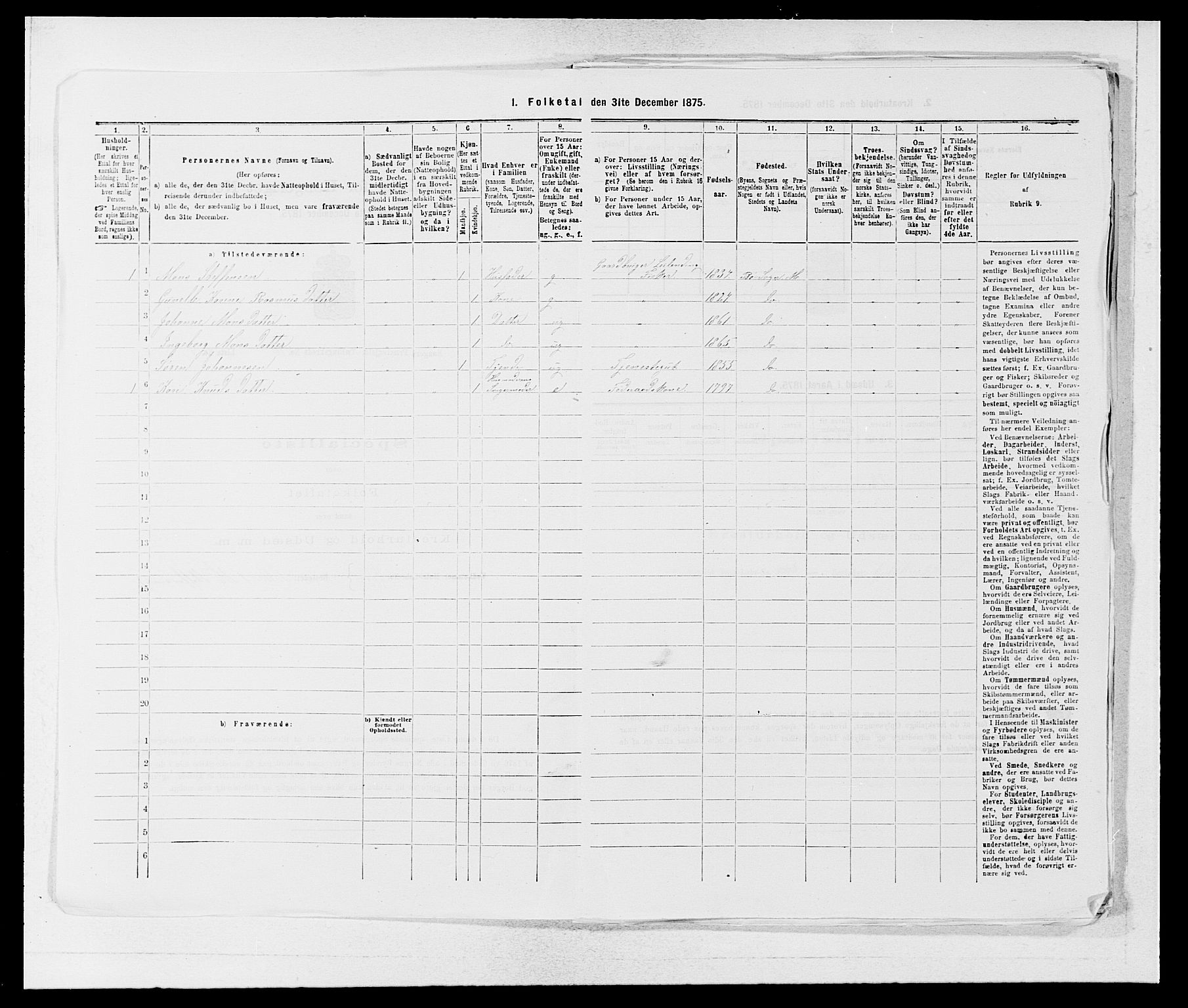 SAB, 1875 census for 1261P Manger, 1875, p. 1416