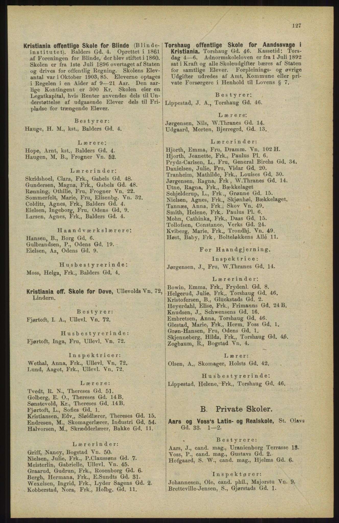 Kristiania/Oslo adressebok, PUBL/-, 1904, p. 127