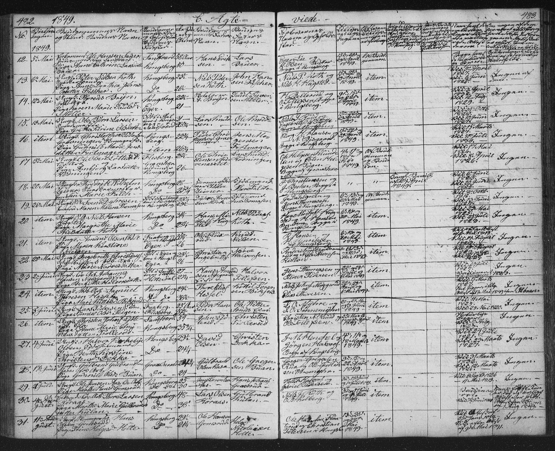 Kongsberg kirkebøker, AV/SAKO-A-22/G/Ga/L0002: Parish register (copy) no. 2, 1839-1858, p. 482-483