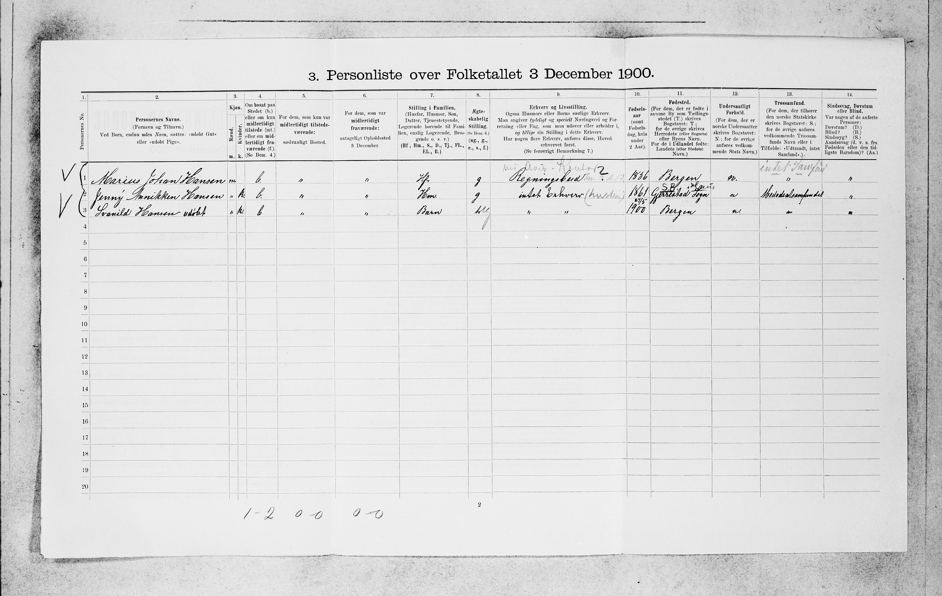 SAB, 1900 census for Bergen, 1900, p. 8761