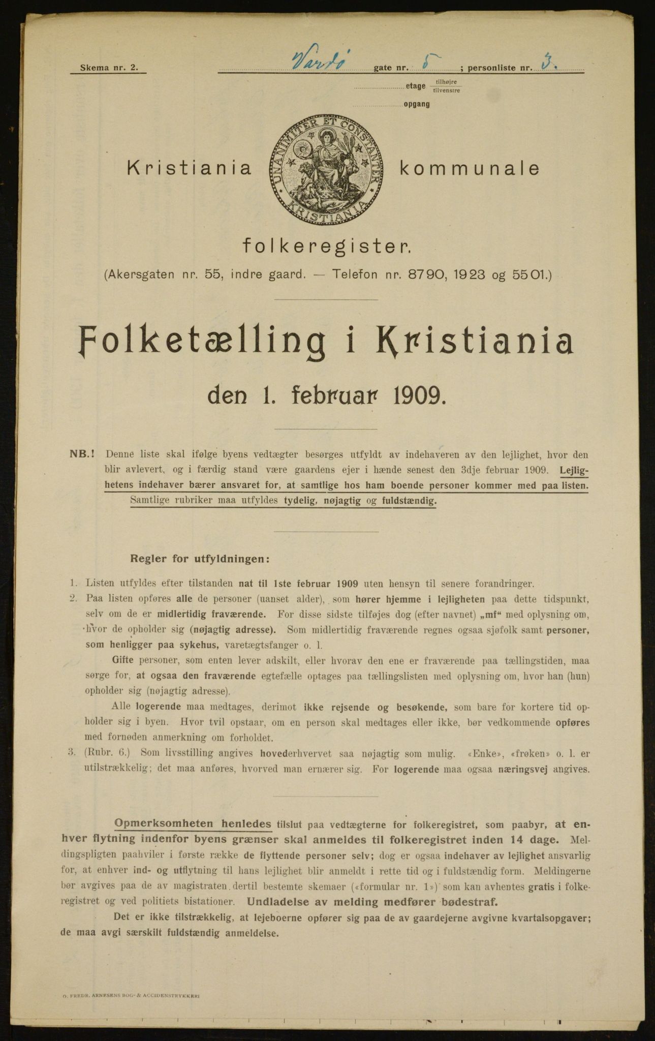 OBA, Municipal Census 1909 for Kristiania, 1909, p. 110602