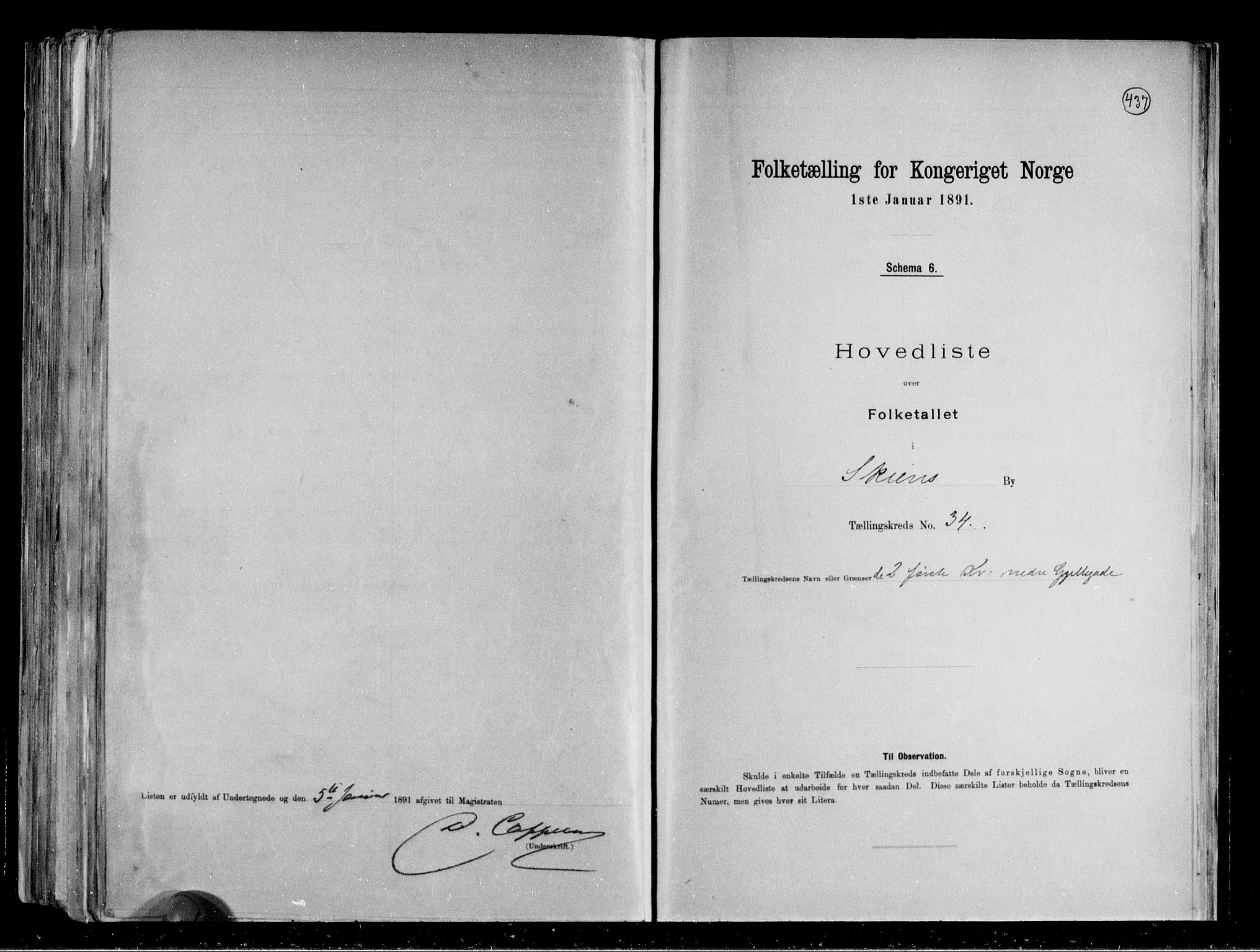 RA, 1891 census for 0806 Skien, 1891, p. 75