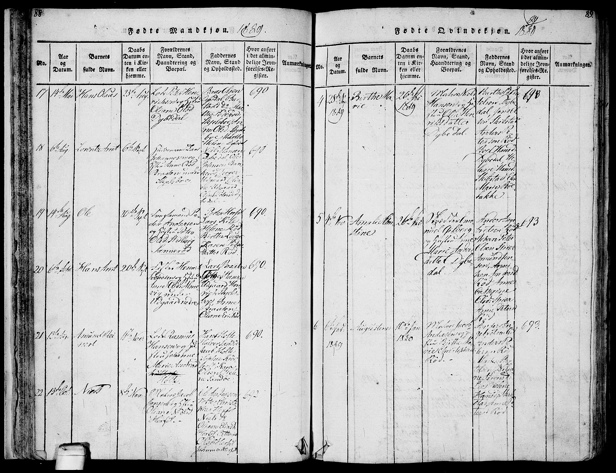 Hvaler prestekontor Kirkebøker, SAO/A-2001/F/Fa/L0005: Parish register (official) no. I 5, 1816-1845, p. 88-89