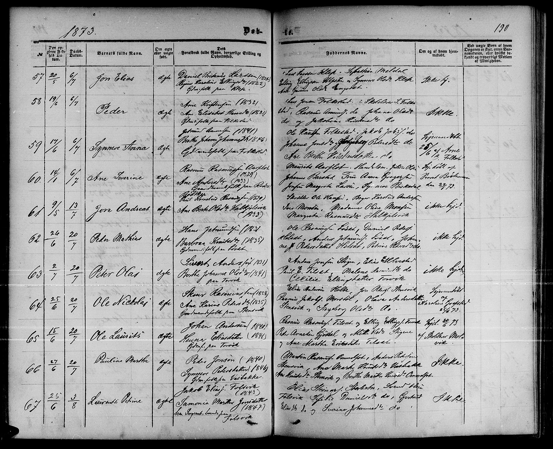 Ministerialprotokoller, klokkerbøker og fødselsregistre - Møre og Romsdal, AV/SAT-A-1454/511/L0157: Parish register (copy) no. 511C03, 1864-1884, p. 190