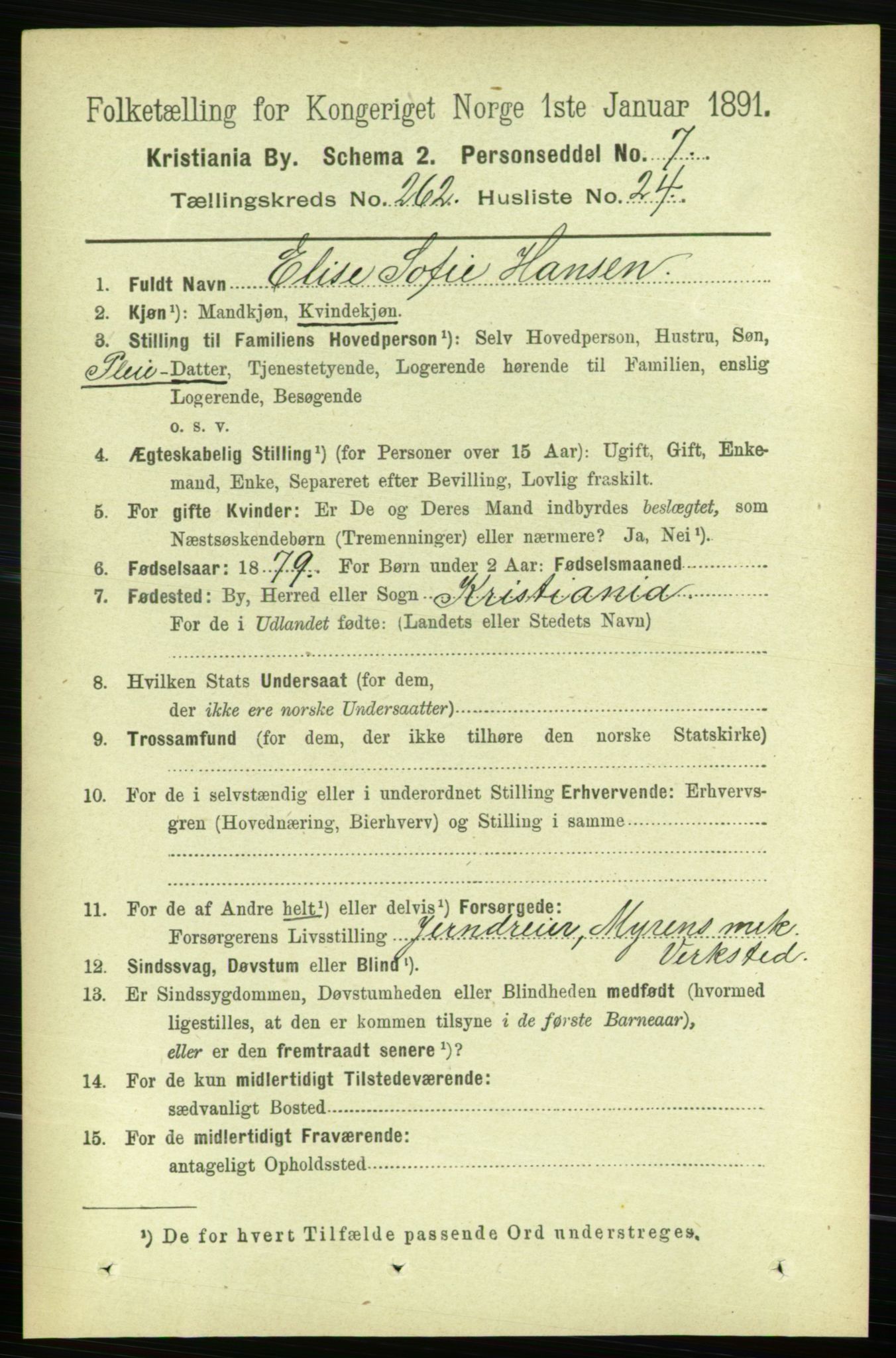 RA, 1891 census for 0301 Kristiania, 1891, p. 159451