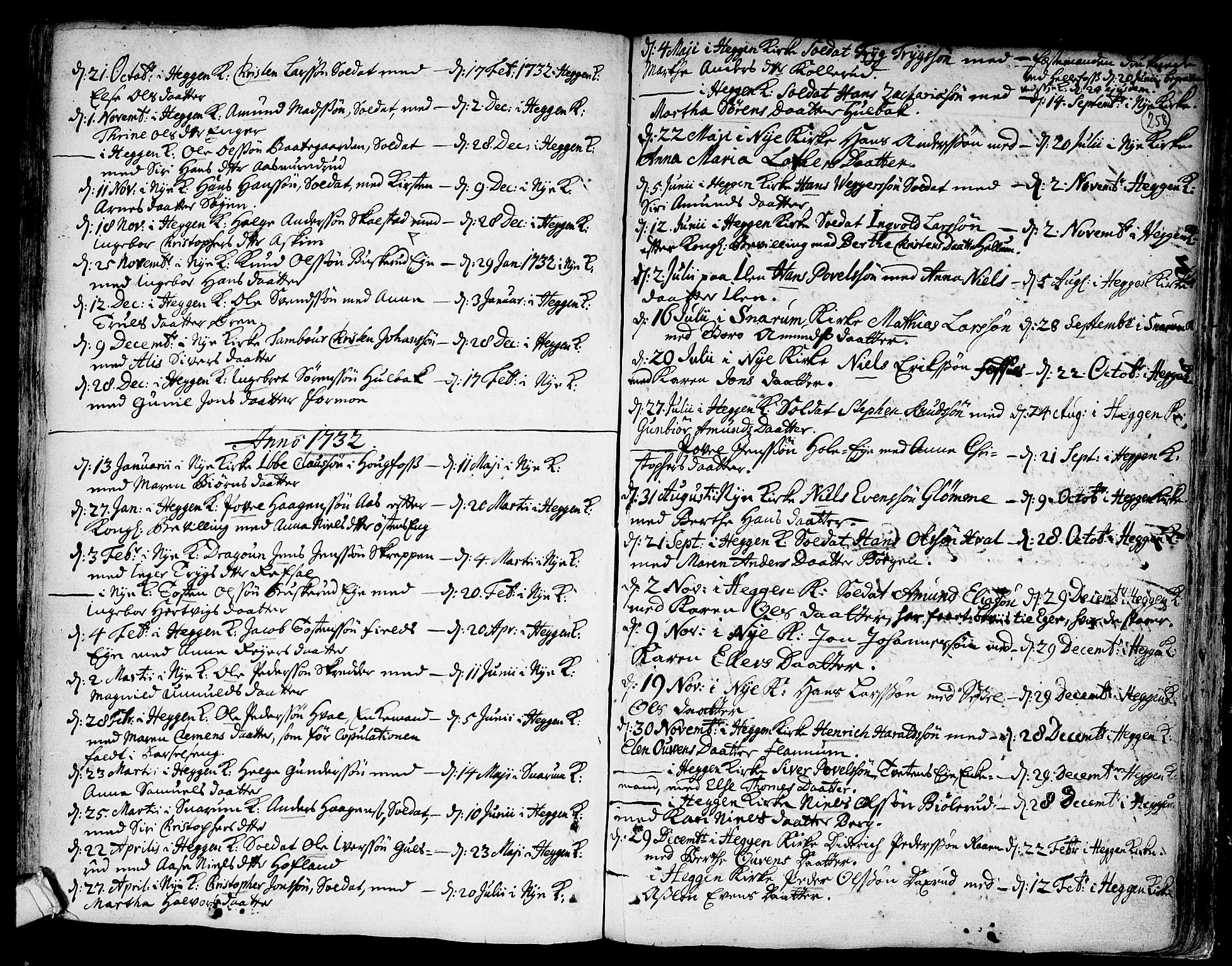 Modum kirkebøker, SAKO/A-234/F/Fa/L0001: Parish register (official) no. 1, 1712-1740, p. 258