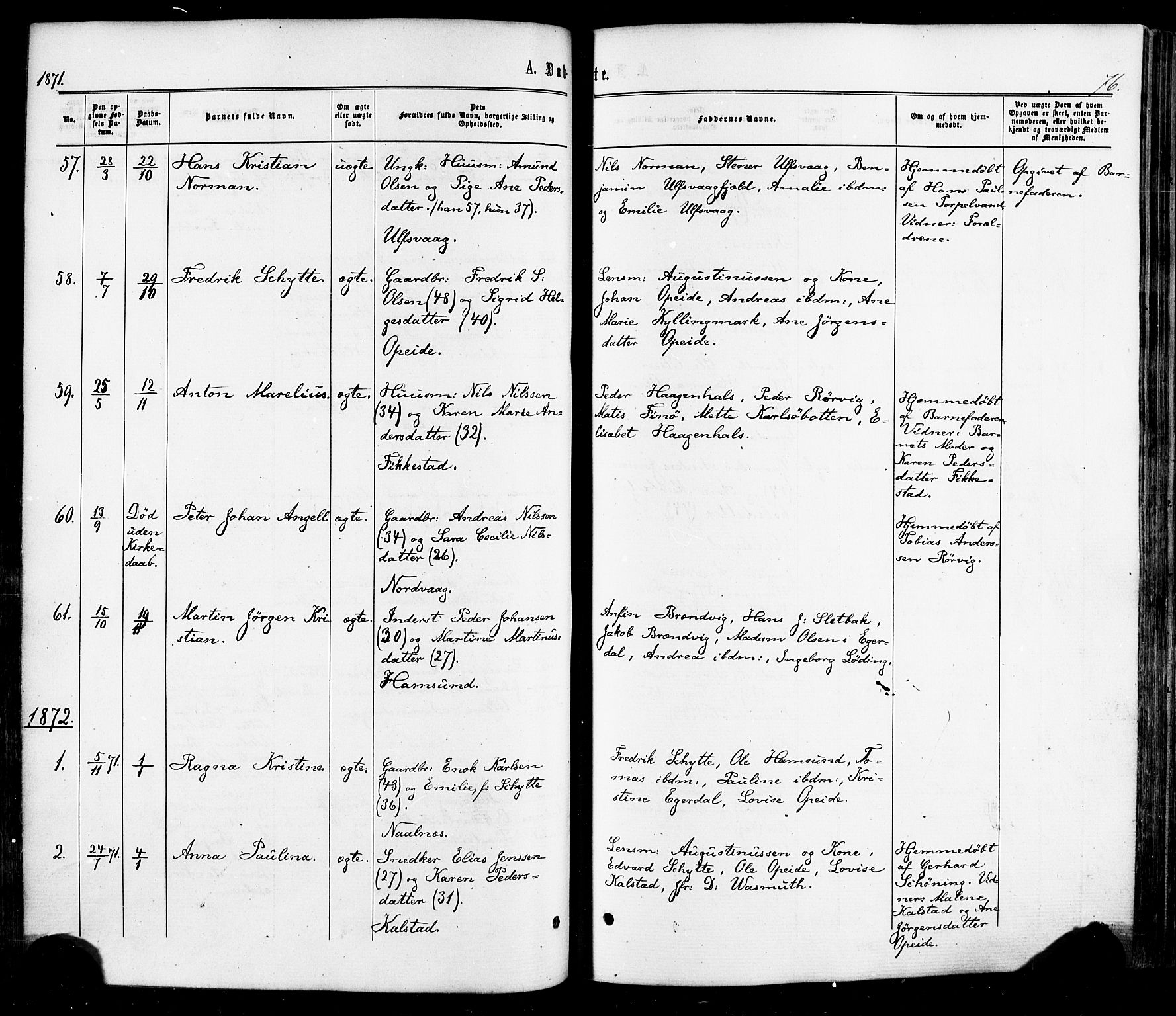 Ministerialprotokoller, klokkerbøker og fødselsregistre - Nordland, SAT/A-1459/859/L0845: Parish register (official) no. 859A05, 1863-1877, p. 76