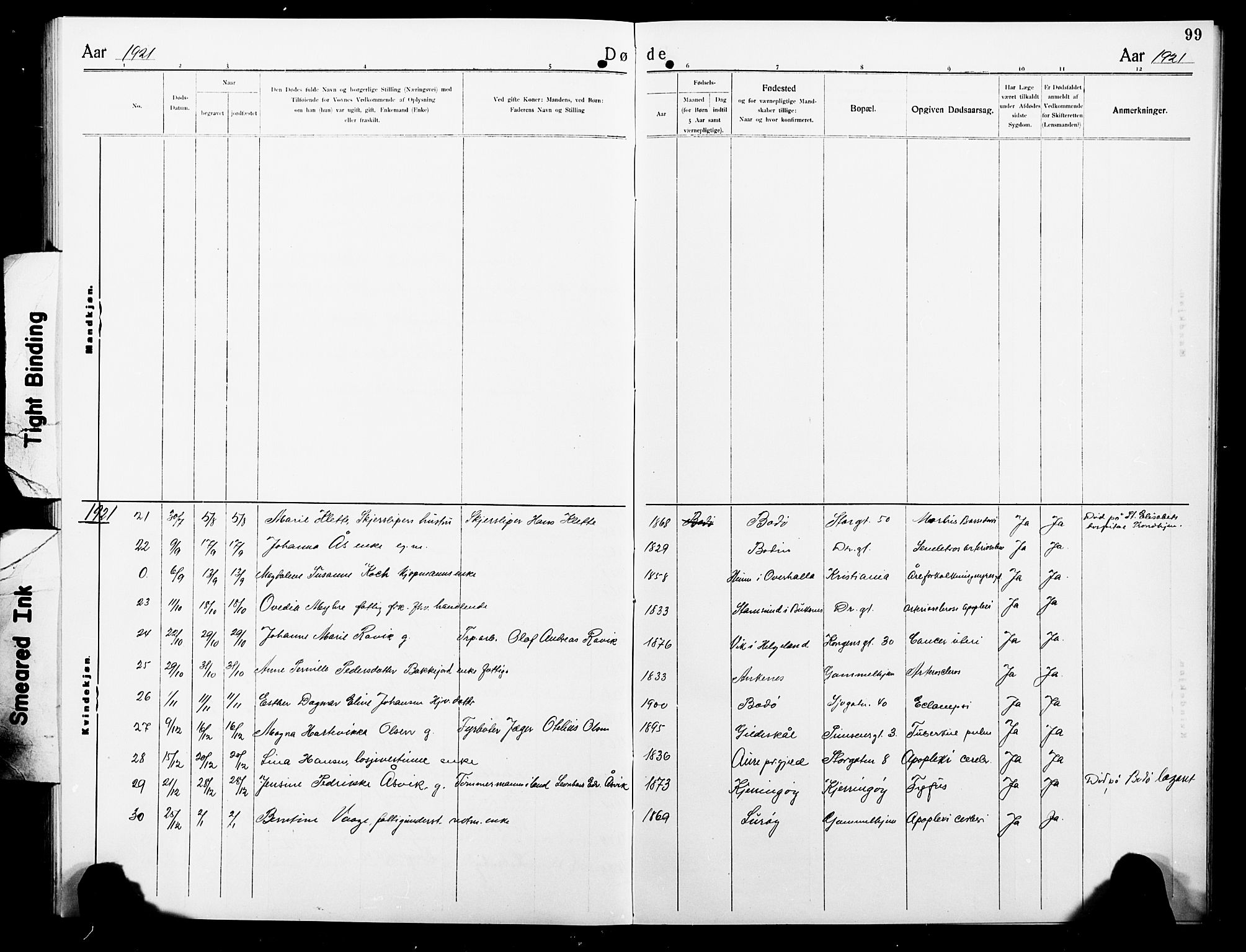 Ministerialprotokoller, klokkerbøker og fødselsregistre - Nordland, AV/SAT-A-1459/801/L0035: Parish register (copy) no. 801C10, 1910-1923, p. 99