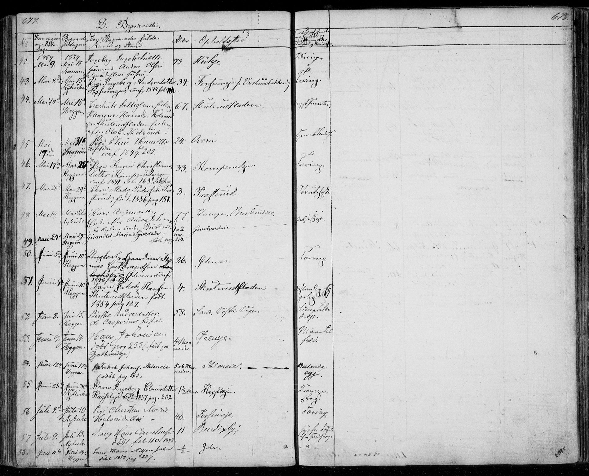 Modum kirkebøker, AV/SAKO-A-234/F/Fa/L0008: Parish register (official) no. 8, 1851-1859, p. 677-678