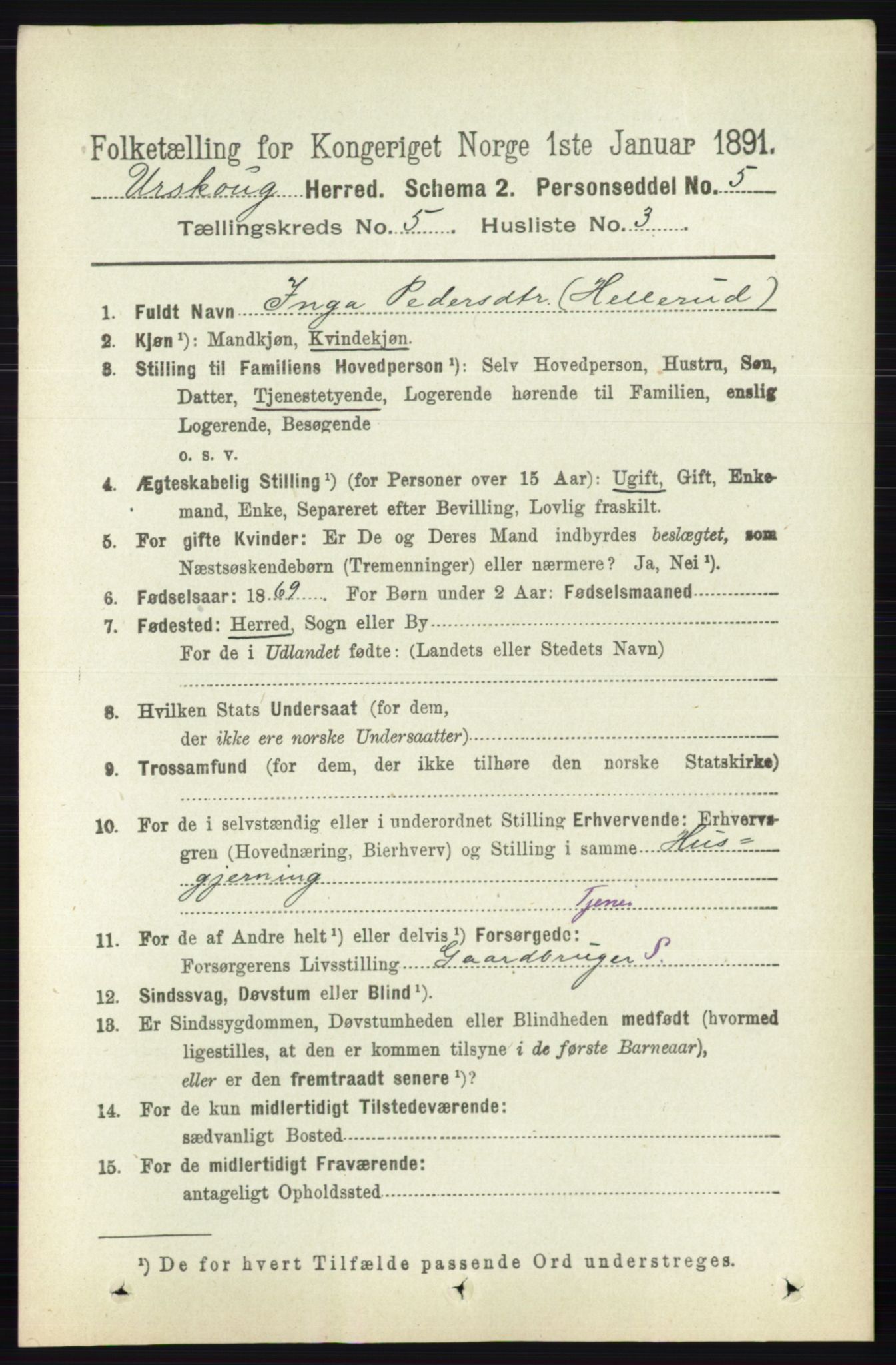 RA, 1891 census for 0224 Aurskog, 1891, p. 2077