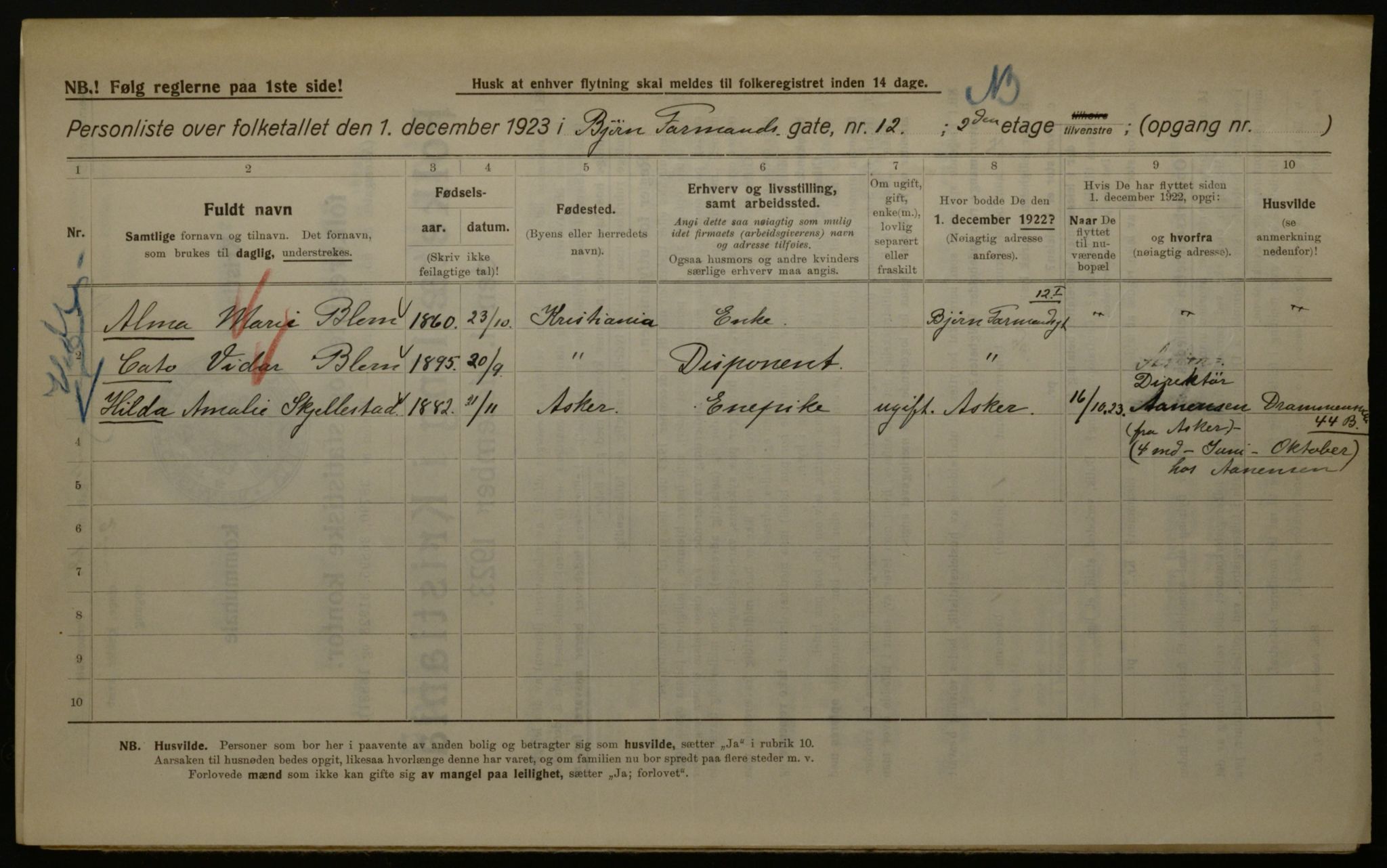 OBA, Municipal Census 1923 for Kristiania, 1923, p. 7728