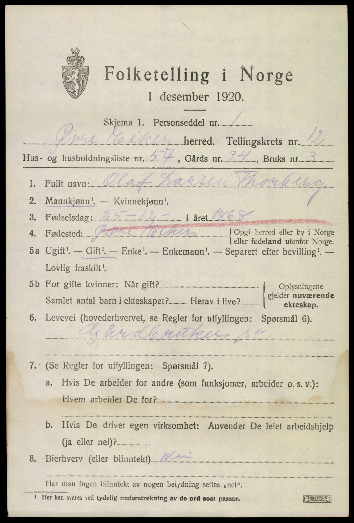 SAKO, 1920 census for Øvre Eiker, 1920, p. 19224