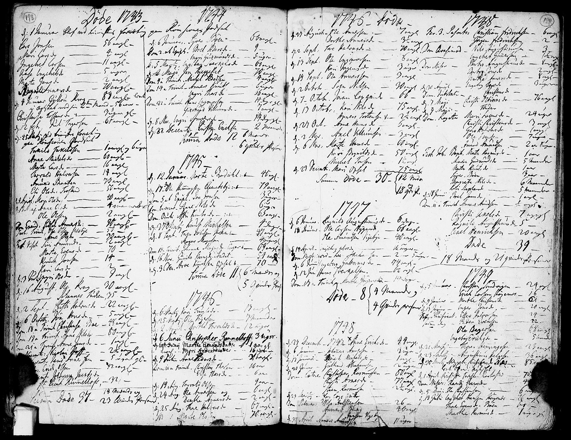 Rødenes prestekontor Kirkebøker, AV/SAO-A-2005/F/Fa/L0002: Parish register (official) no. I 2, 1733-1776, p. 198-199