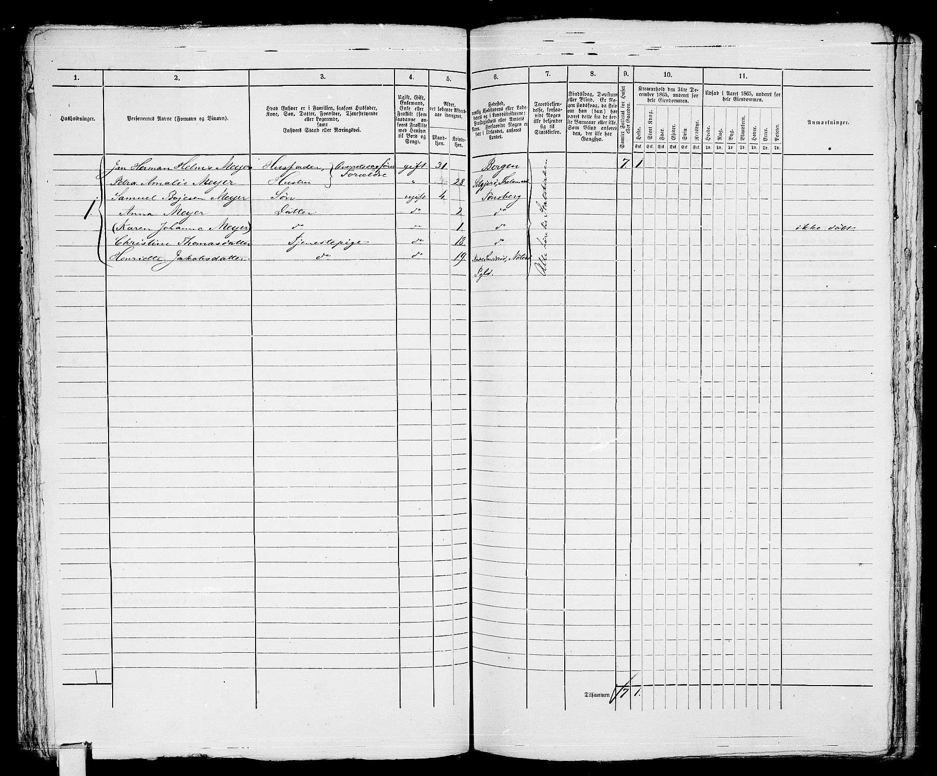 RA, 1865 census for Tønsberg, 1865, p. 496