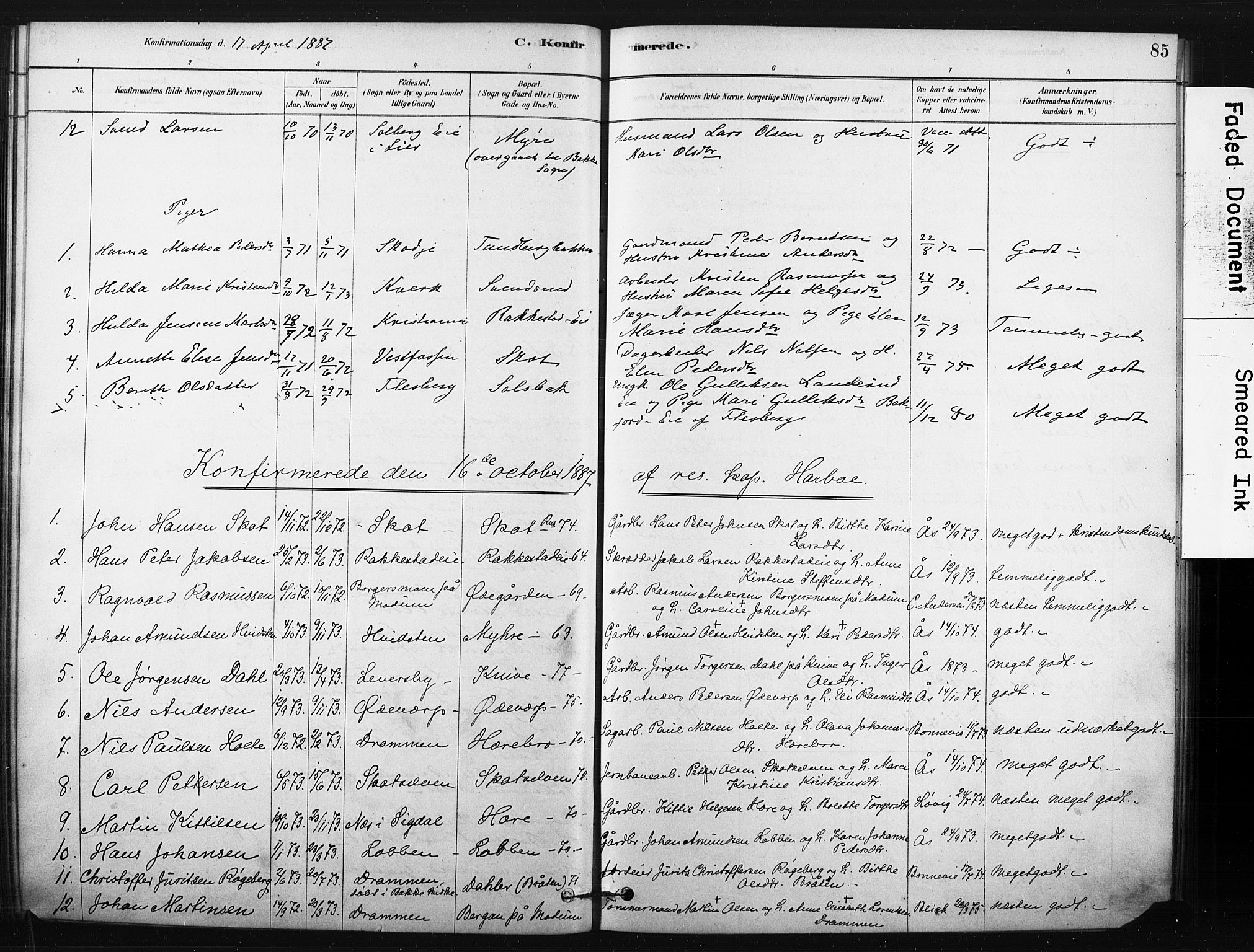 Eiker kirkebøker, AV/SAKO-A-4/F/Fc/L0001: Parish register (official) no. III 1, 1878-1889, p. 85