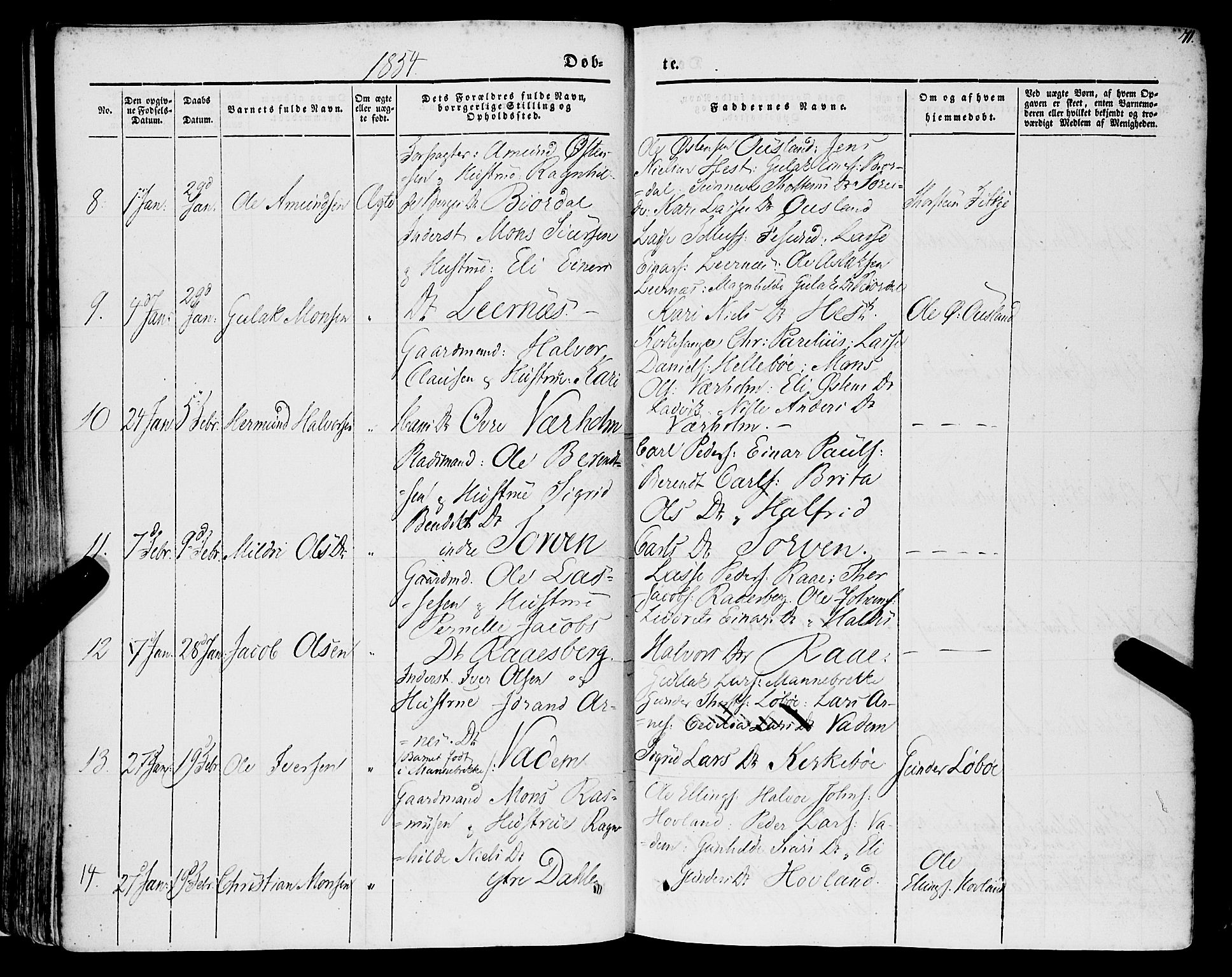 Lavik sokneprestembete, AV/SAB-A-80901: Parish register (official) no. A 3, 1843-1863, p. 71