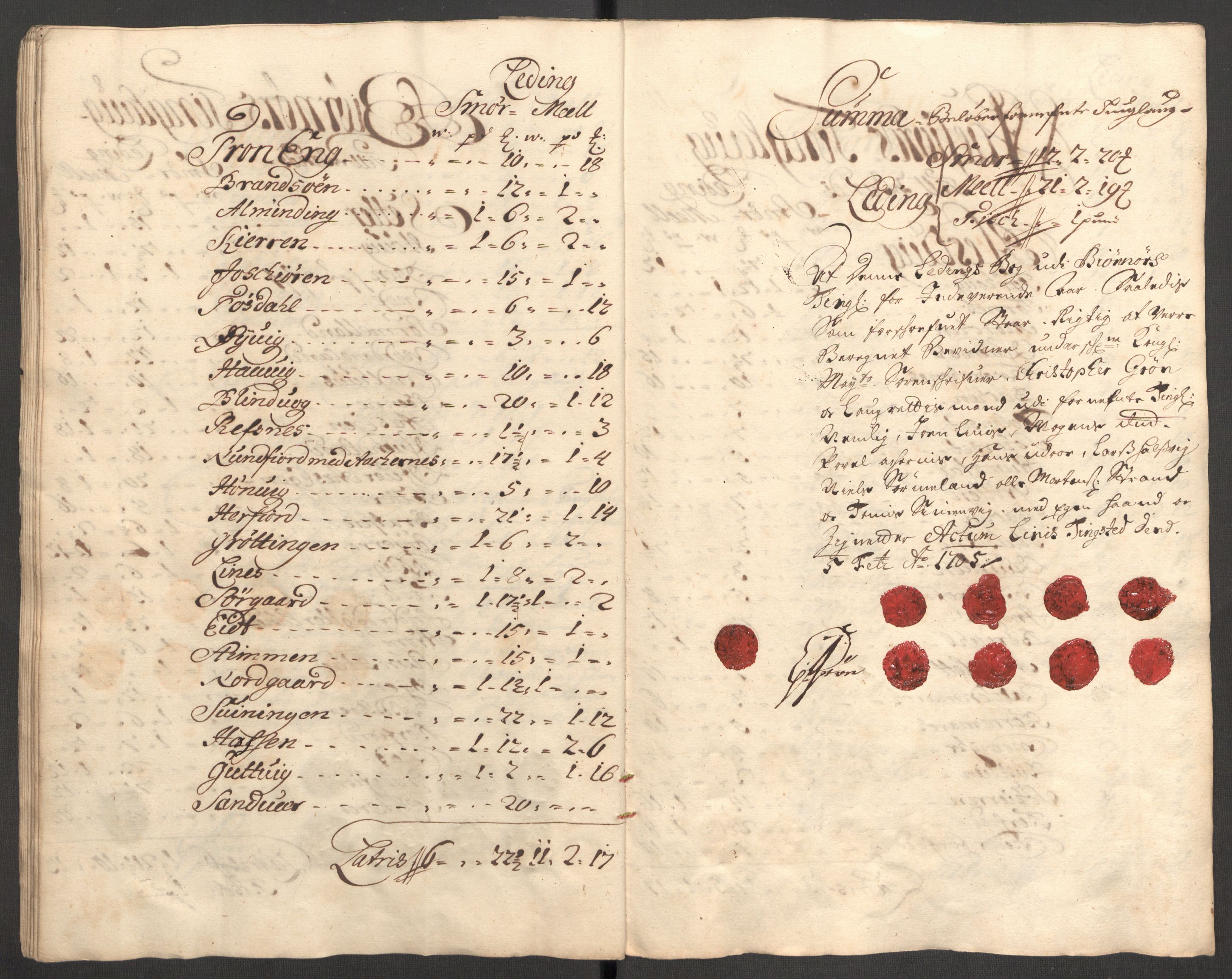 Rentekammeret inntil 1814, Reviderte regnskaper, Fogderegnskap, AV/RA-EA-4092/R57/L3856: Fogderegnskap Fosen, 1704-1705, p. 36