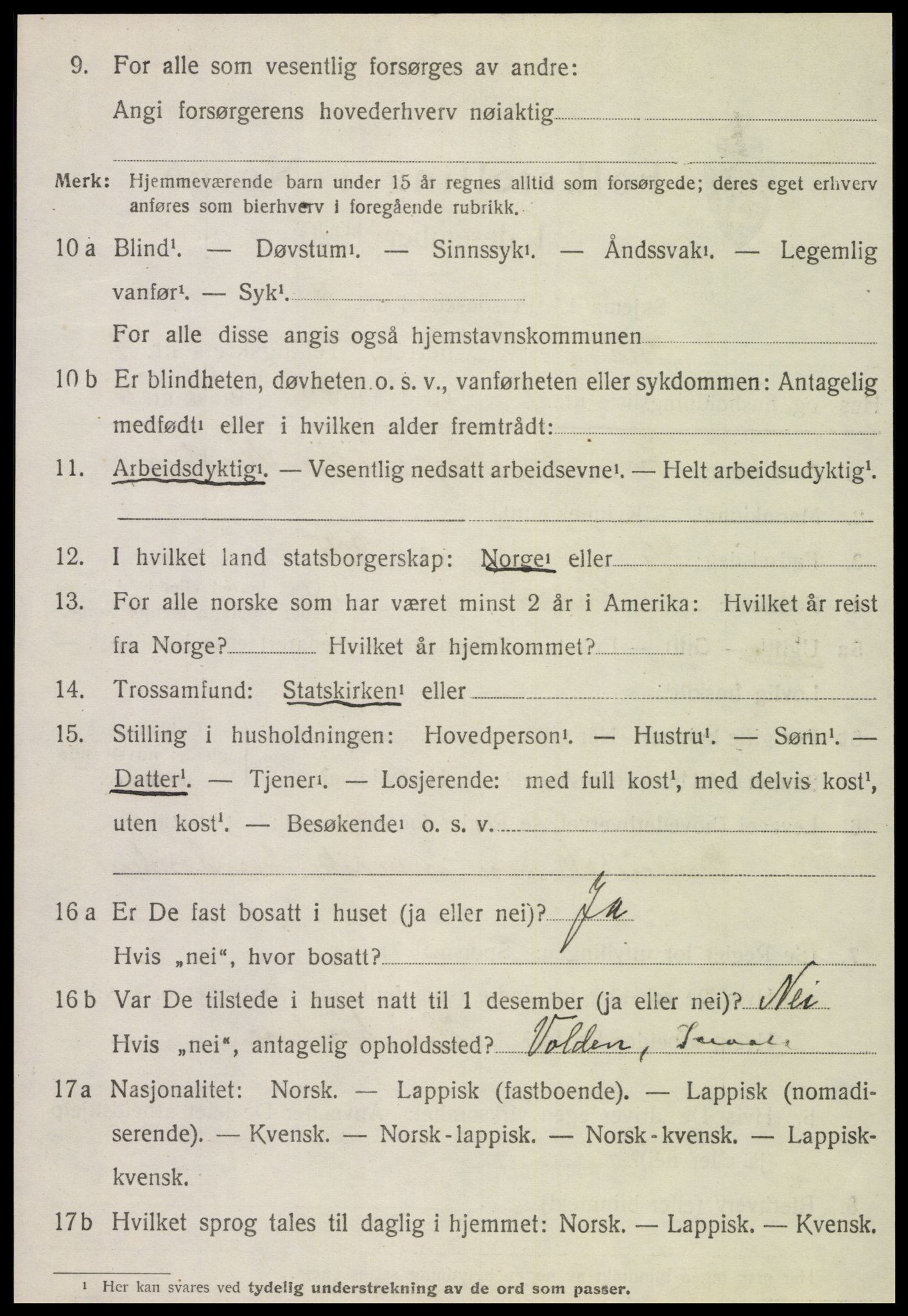 SAT, 1920 census for Snåsa, 1920, p. 3677