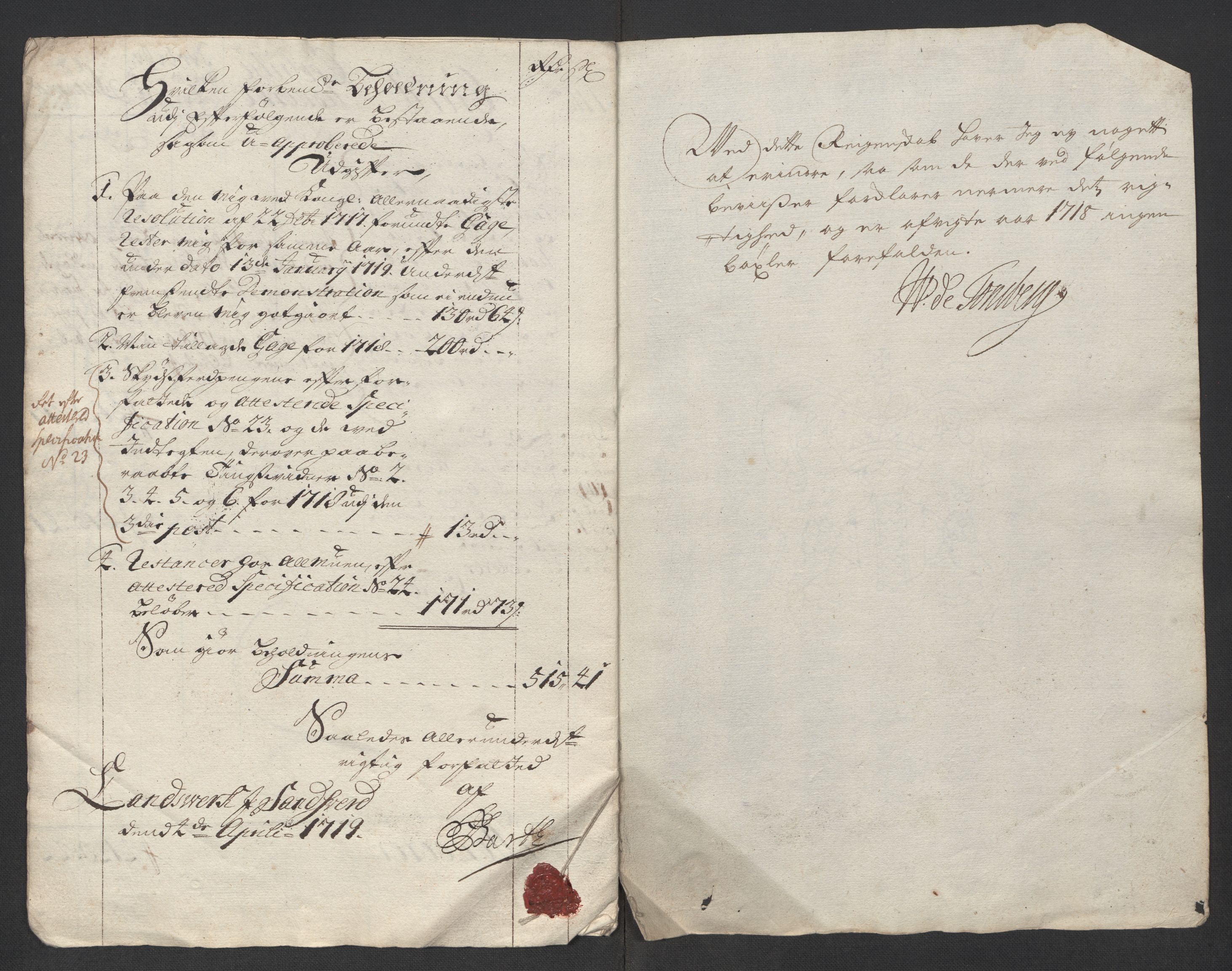 Rentekammeret inntil 1814, Reviderte regnskaper, Fogderegnskap, RA/EA-4092/R24/L1594: Fogderegnskap Numedal og Sandsvær, 1718, p. 10