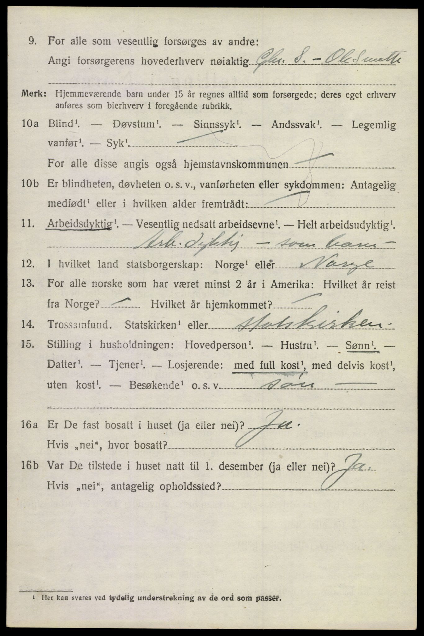 SAKO, 1920 census for Uvdal, 1920, p. 3092