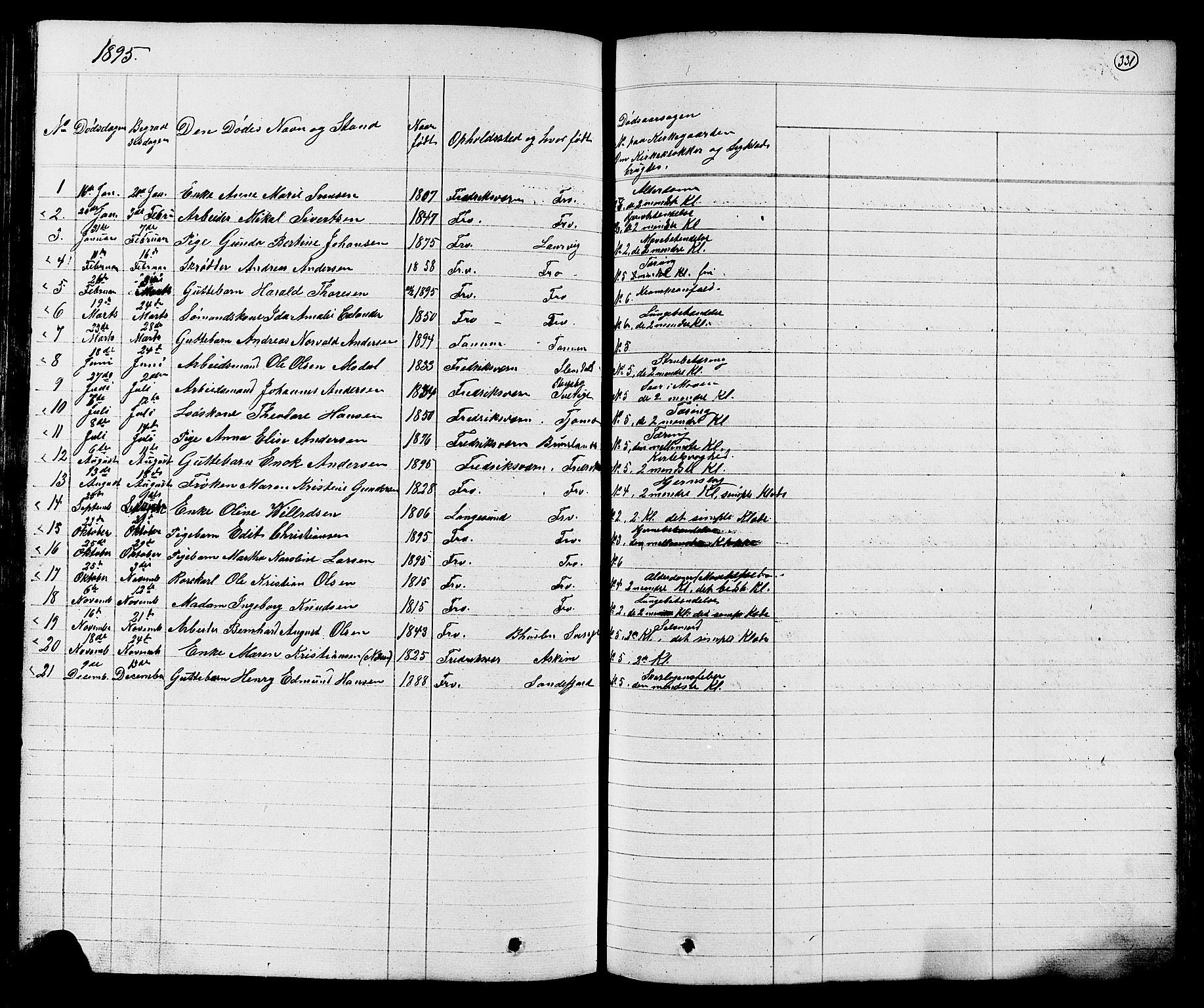 Stavern kirkebøker, AV/SAKO-A-318/G/Ga/L0002: Parish register (copy) no. 2, 1839-1909, p. 331