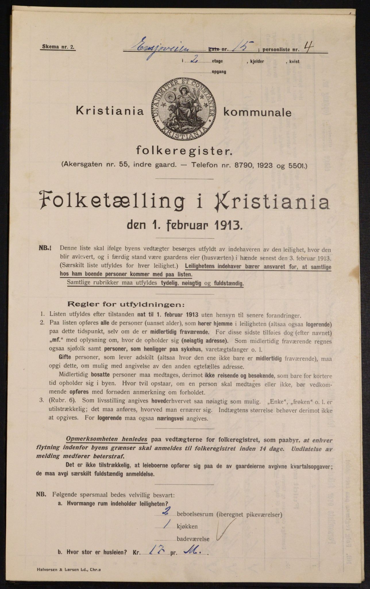 OBA, Municipal Census 1913 for Kristiania, 1913, p. 22058