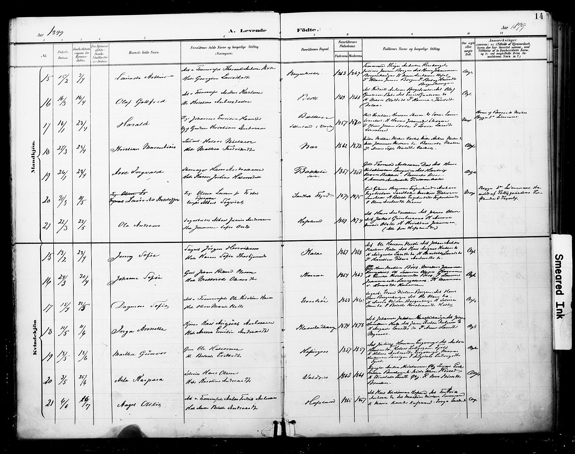 Skjeberg prestekontor Kirkebøker, SAO/A-10923/F/Fa/L0010: Parish register (official) no. I 10, 1898-1911, p. 14