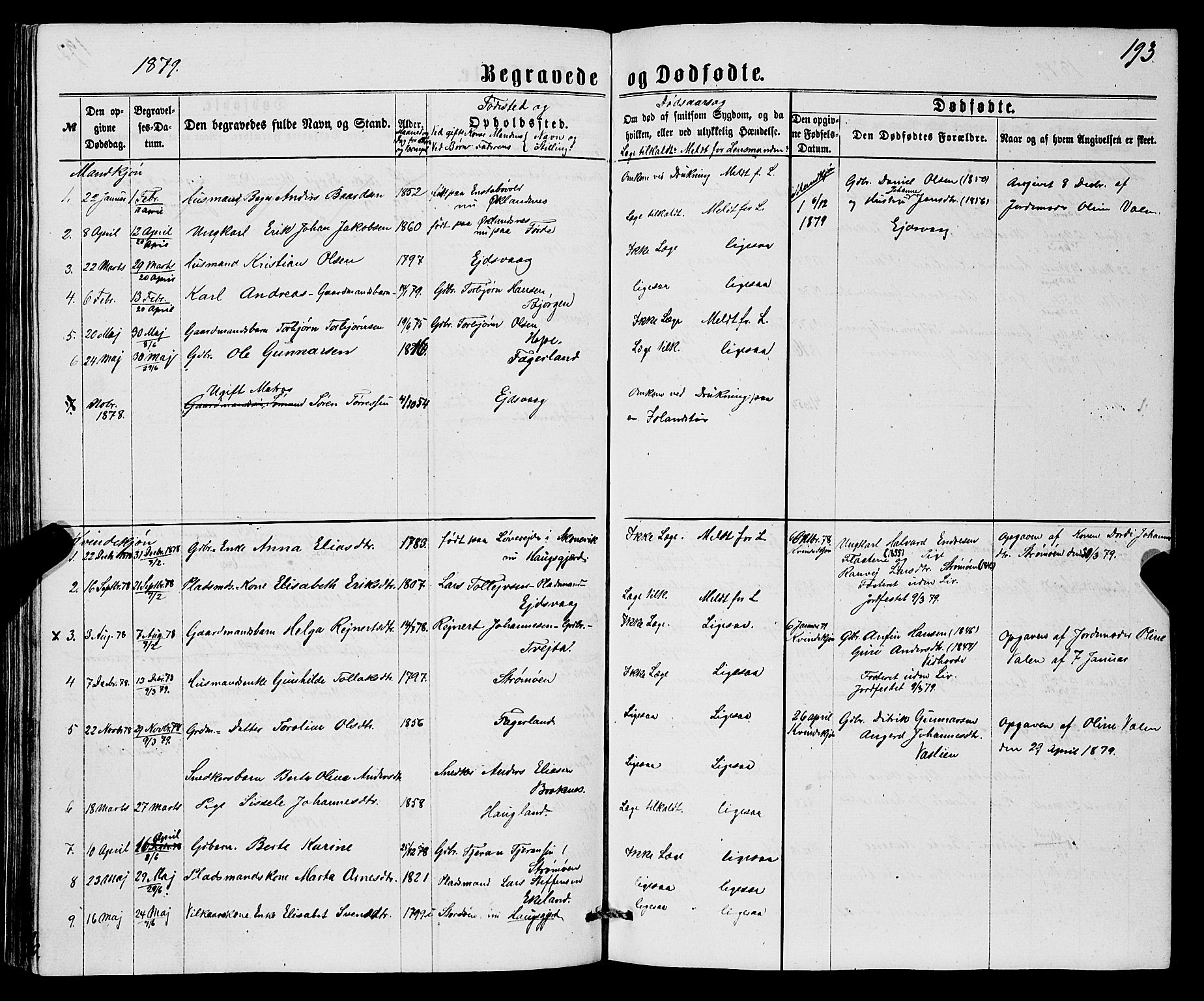 Sveio Sokneprestembete, SAB/A-78501/H/Hab: Parish register (copy) no. B 1, 1864-1886, p. 193