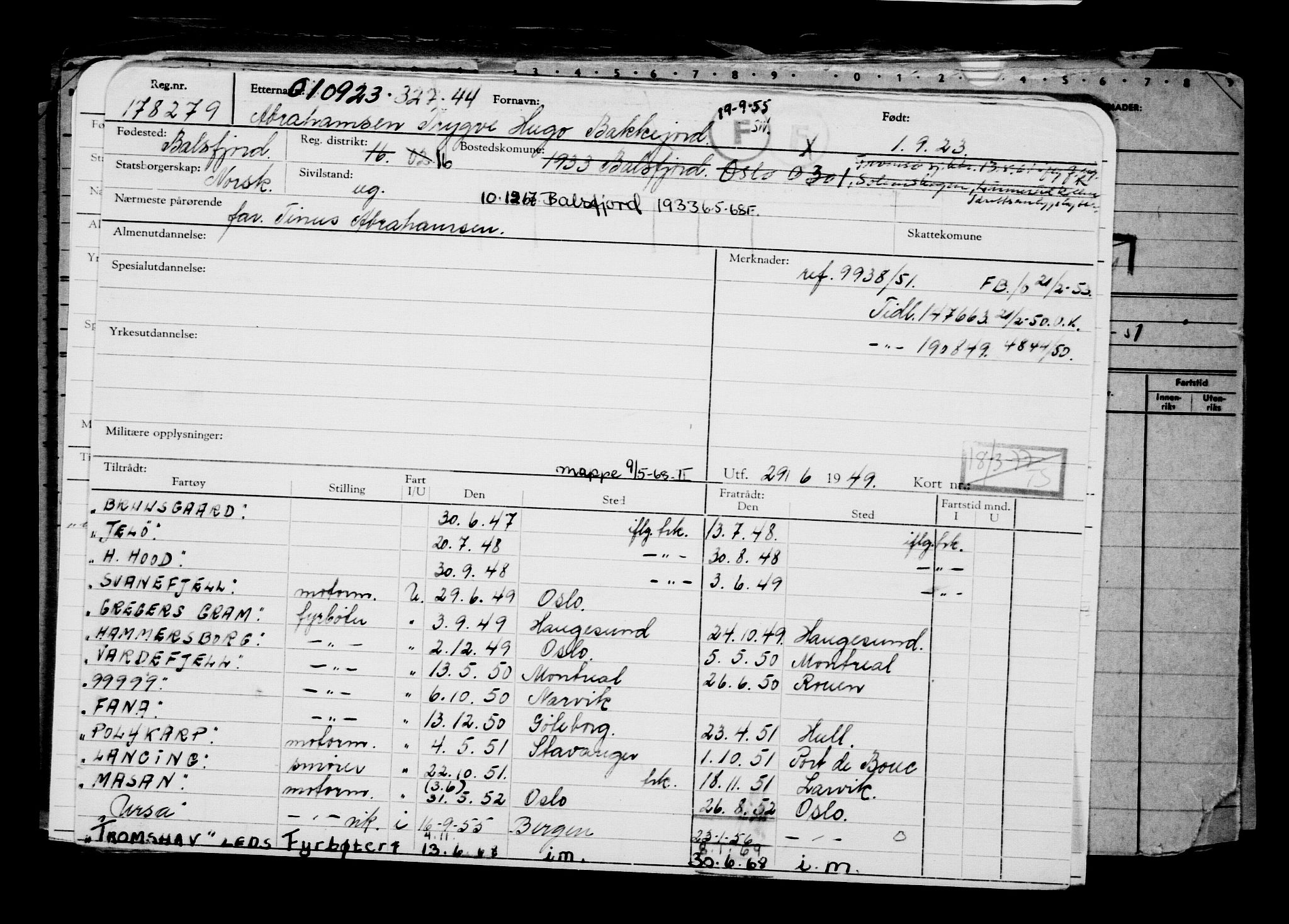 Direktoratet for sjømenn, AV/RA-S-3545/G/Gb/L0222: Hovedkort, 1923, p. 440