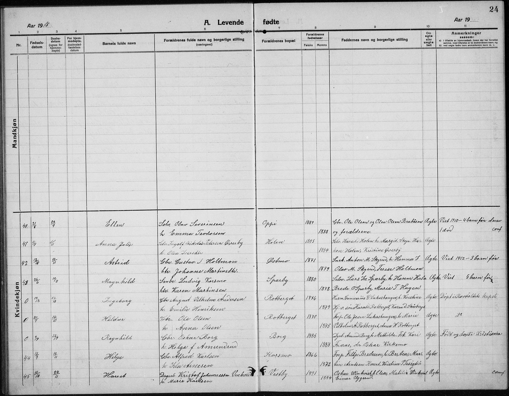 Hof prestekontor, AV/SAH-PREST-038/H/Ha/Hab/L0002: Parish register (copy) no. 2, 1915-1934, p. 24