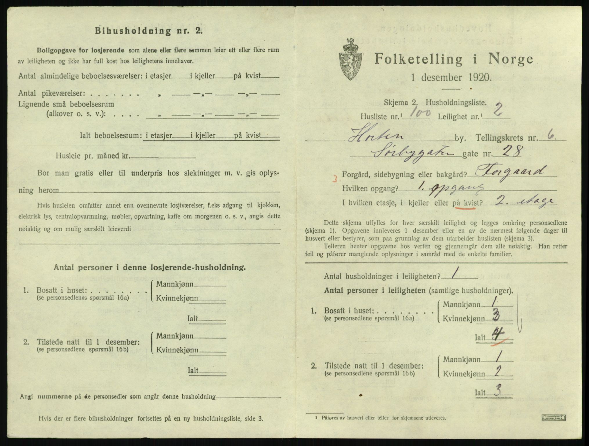 SAKO, 1920 census for Horten, 1920, p. 6765